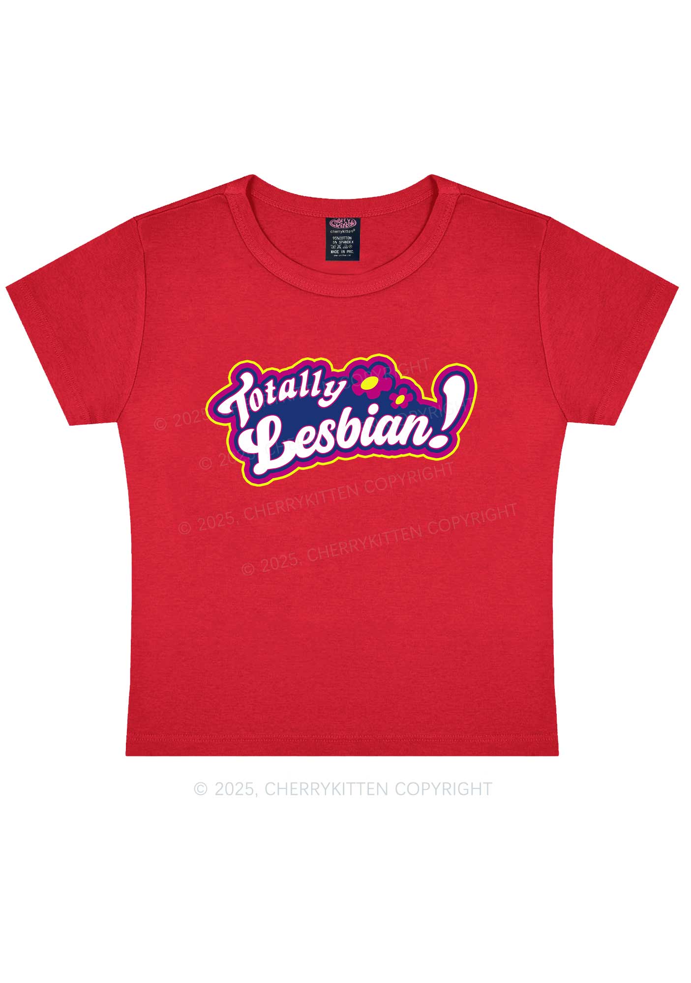 Totally Lesbian Pride Y2K Baby Tee Cherrykitten - Image 8