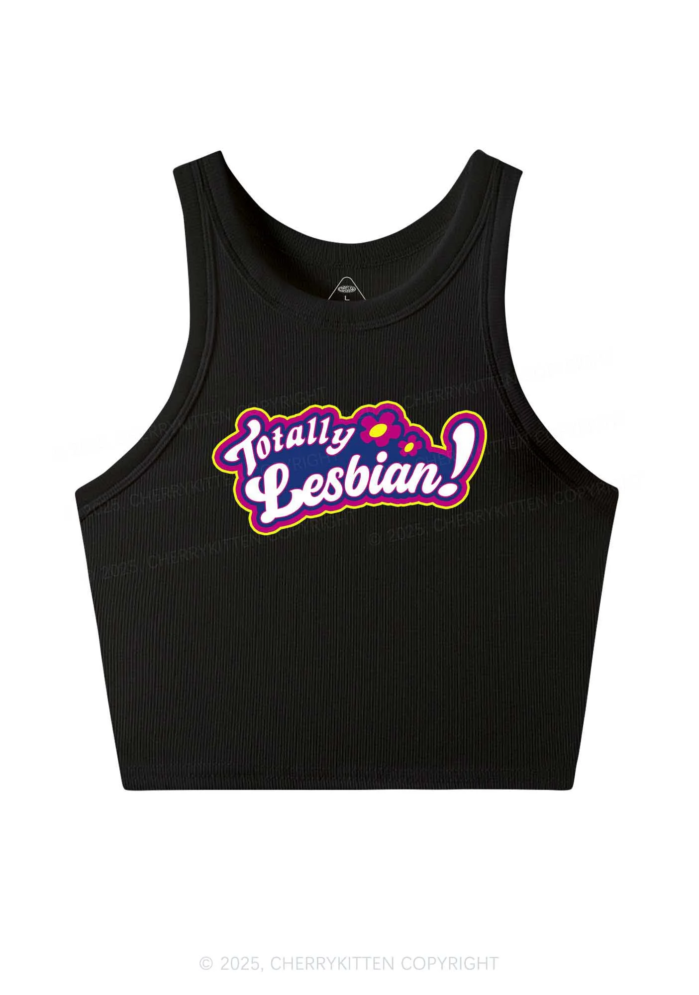Totally Lesbian Pride Y2K Crop Tank Top Cherrykitten - Image 3