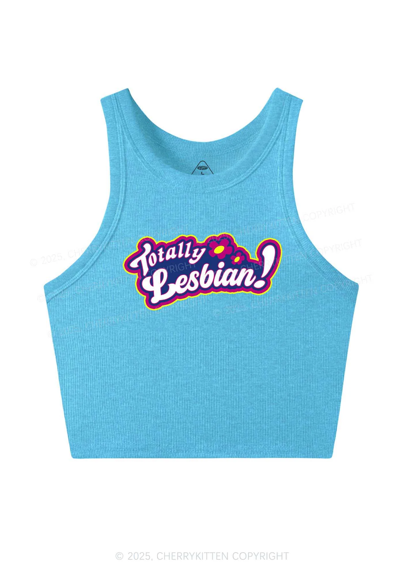 Totally Lesbian Pride Y2K Crop Tank Top Cherrykitten - Image 4