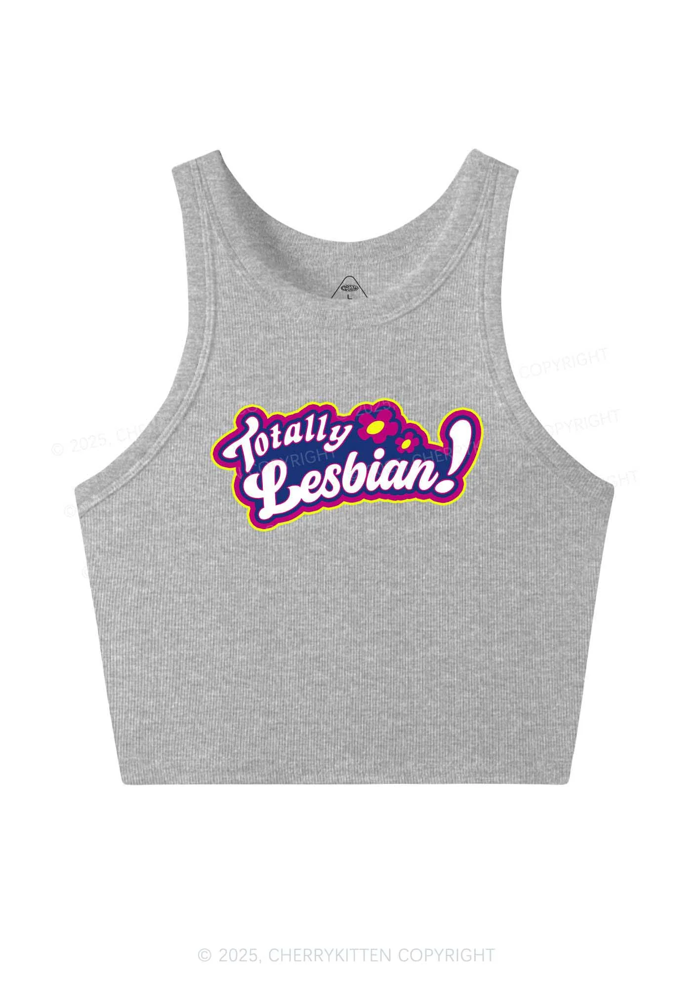 Totally Lesbian Pride Y2K Crop Tank Top Cherrykitten - Image 5