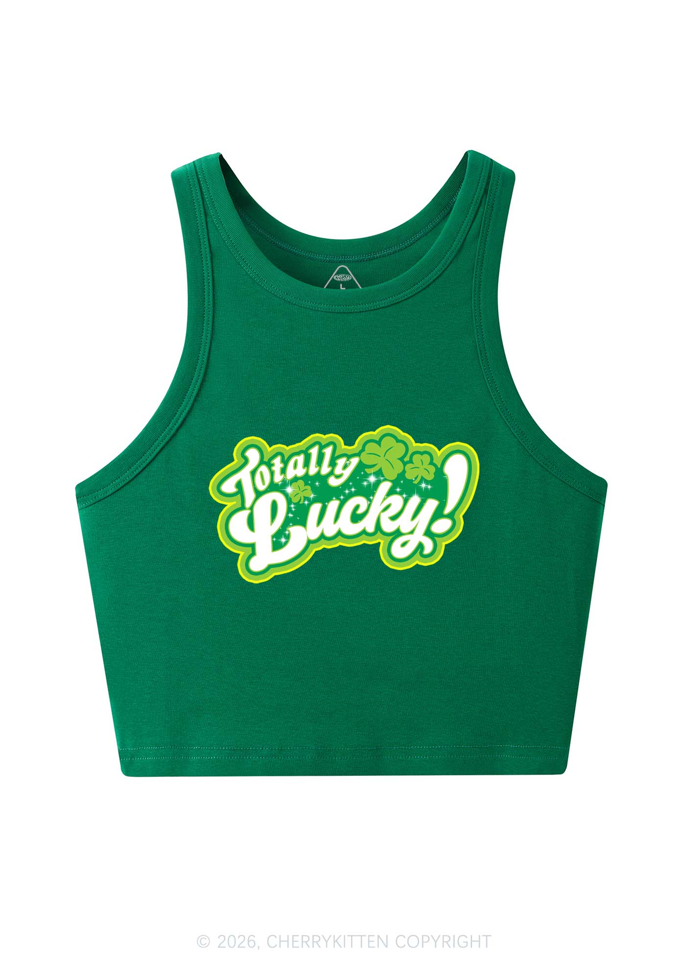 Totally Lucky St Patricks Y2K Crop Tank Top Cherrykitten - Image 3