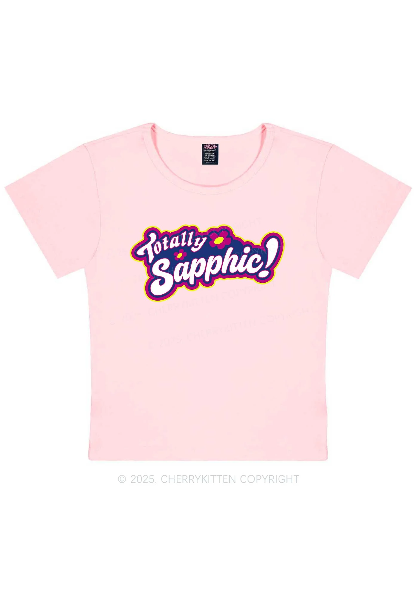 Totally Sapphic Pride Y2K Baby Tee Cherrykitten - Image 12