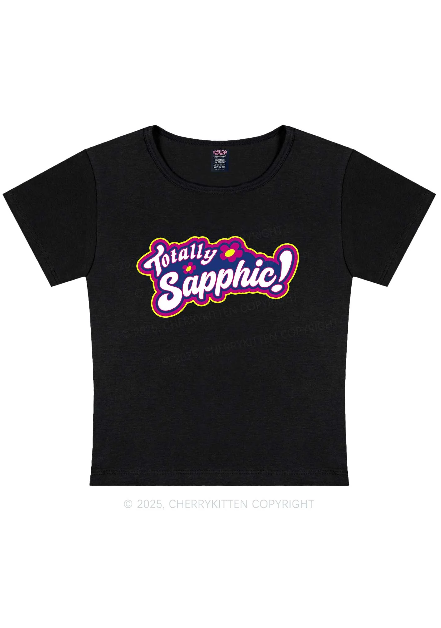 Totally Sapphic Pride Y2K Baby Tee Cherrykitten - Image 4