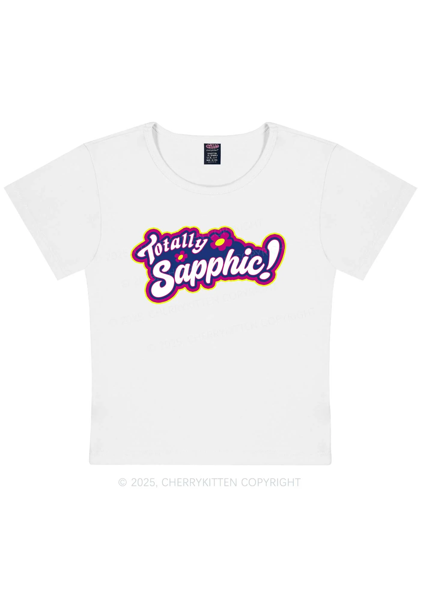 Totally Sapphic Pride Y2K Baby Tee Cherrykitten - Image 5