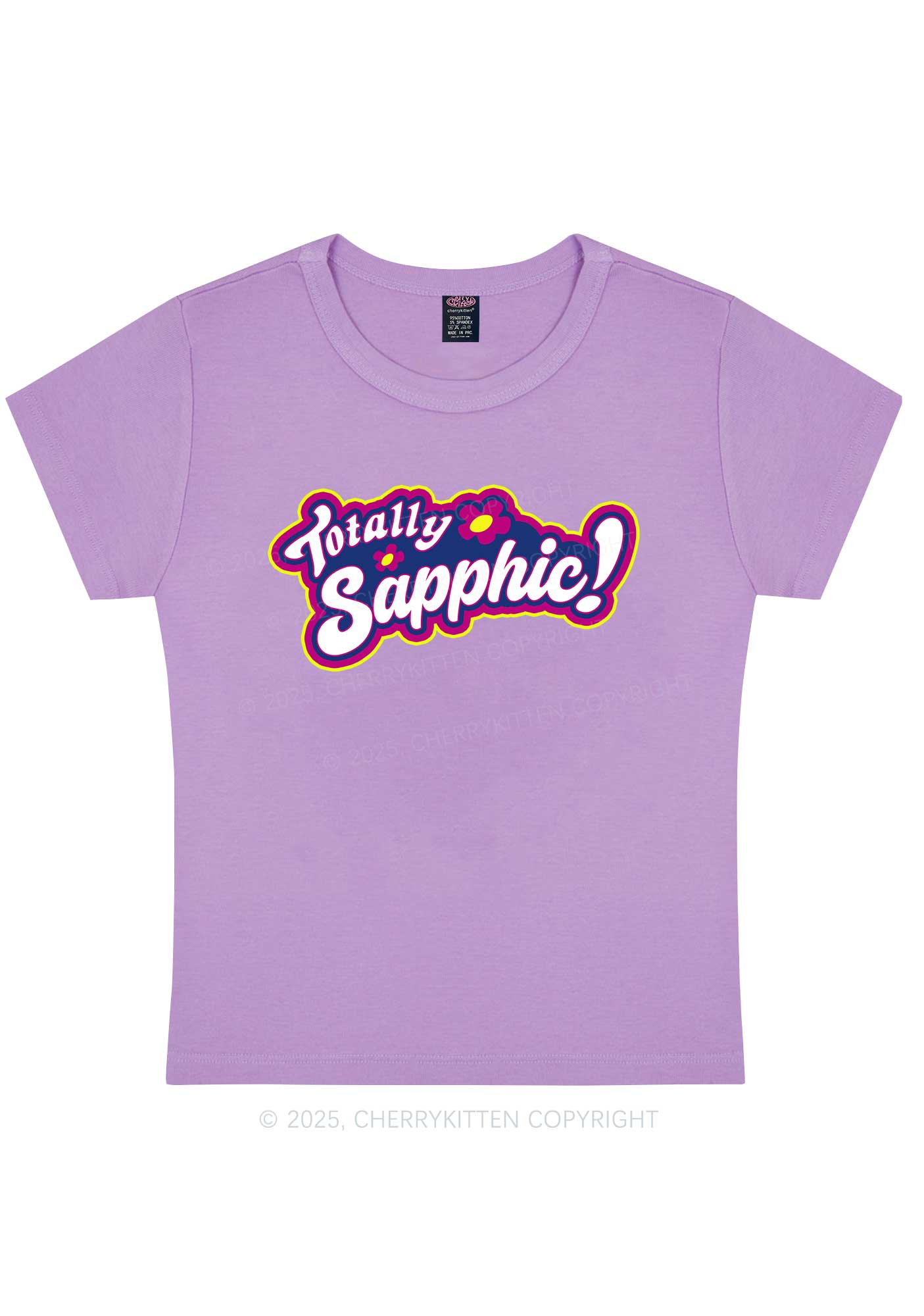 Totally Sapphic Pride Y2K Baby Tee Cherrykitten - Image 6