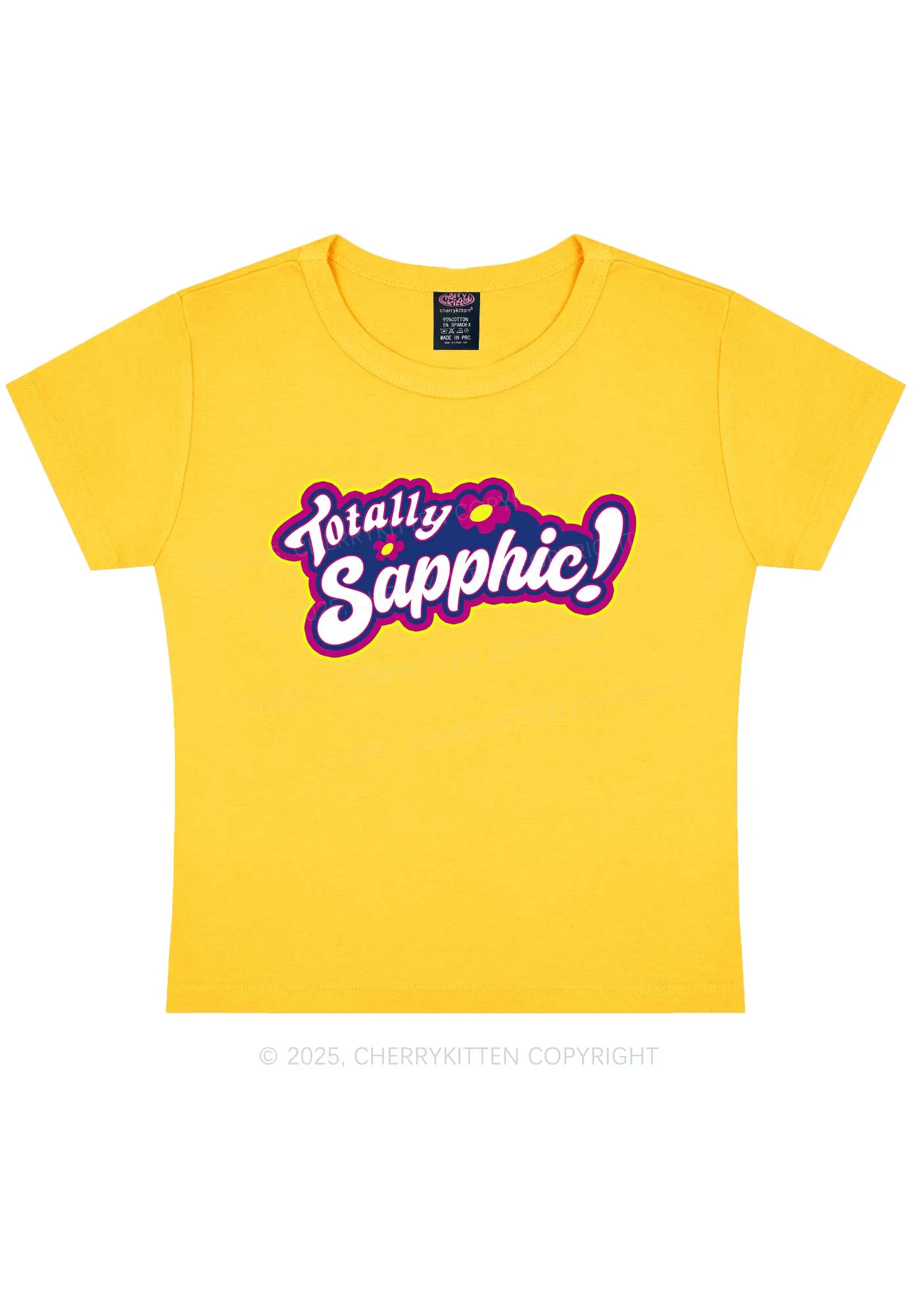 Totally Sapphic Pride Y2K Baby Tee Cherrykitten - Image 7