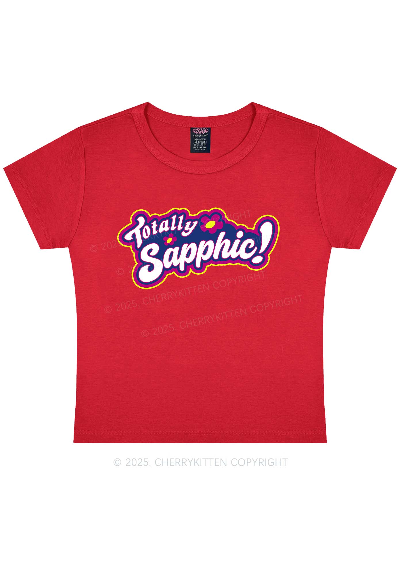 Totally Sapphic Pride Y2K Baby Tee Cherrykitten - Image 8