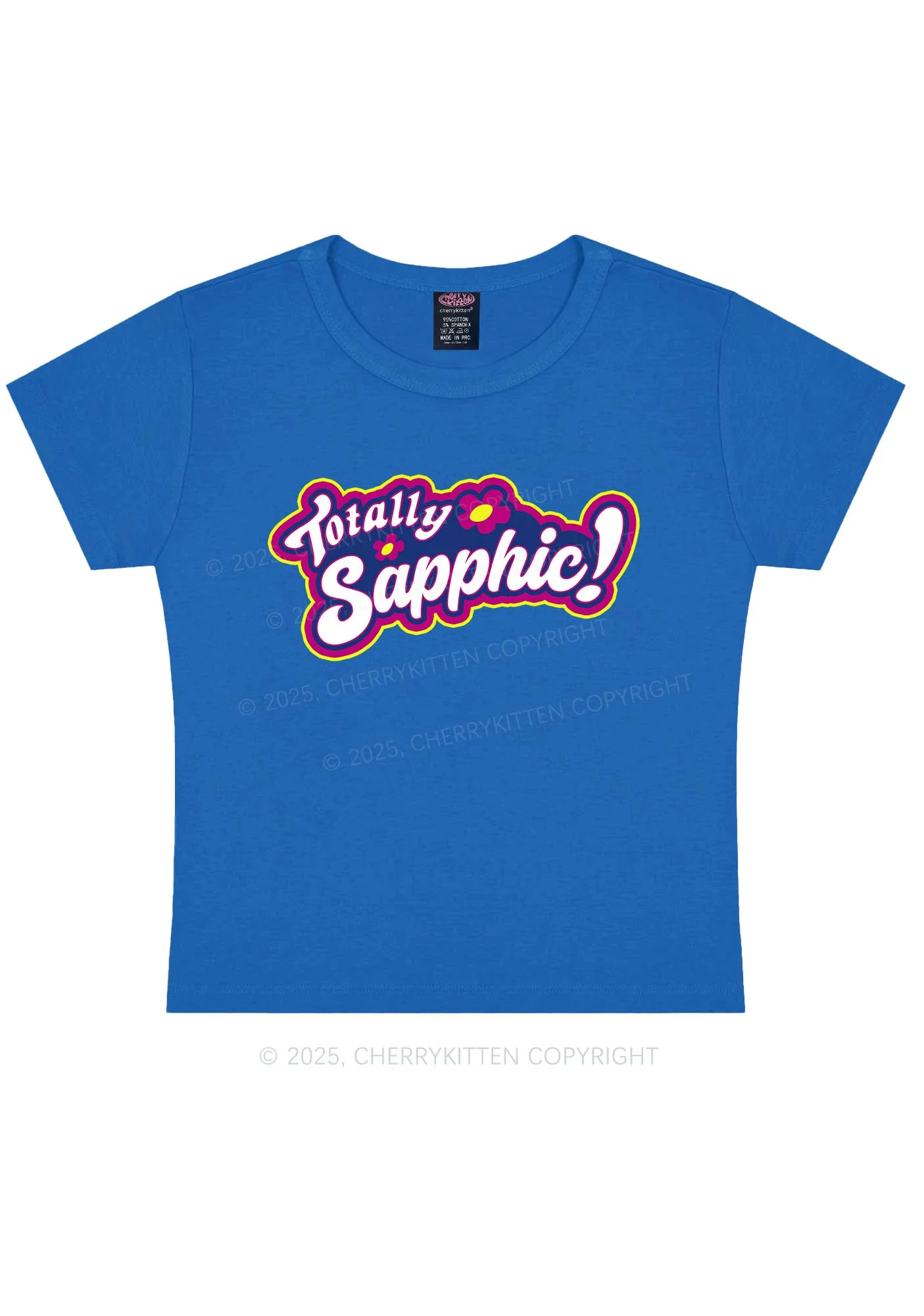 Totally Sapphic Pride Y2K Baby Tee Cherrykitten - Image 9