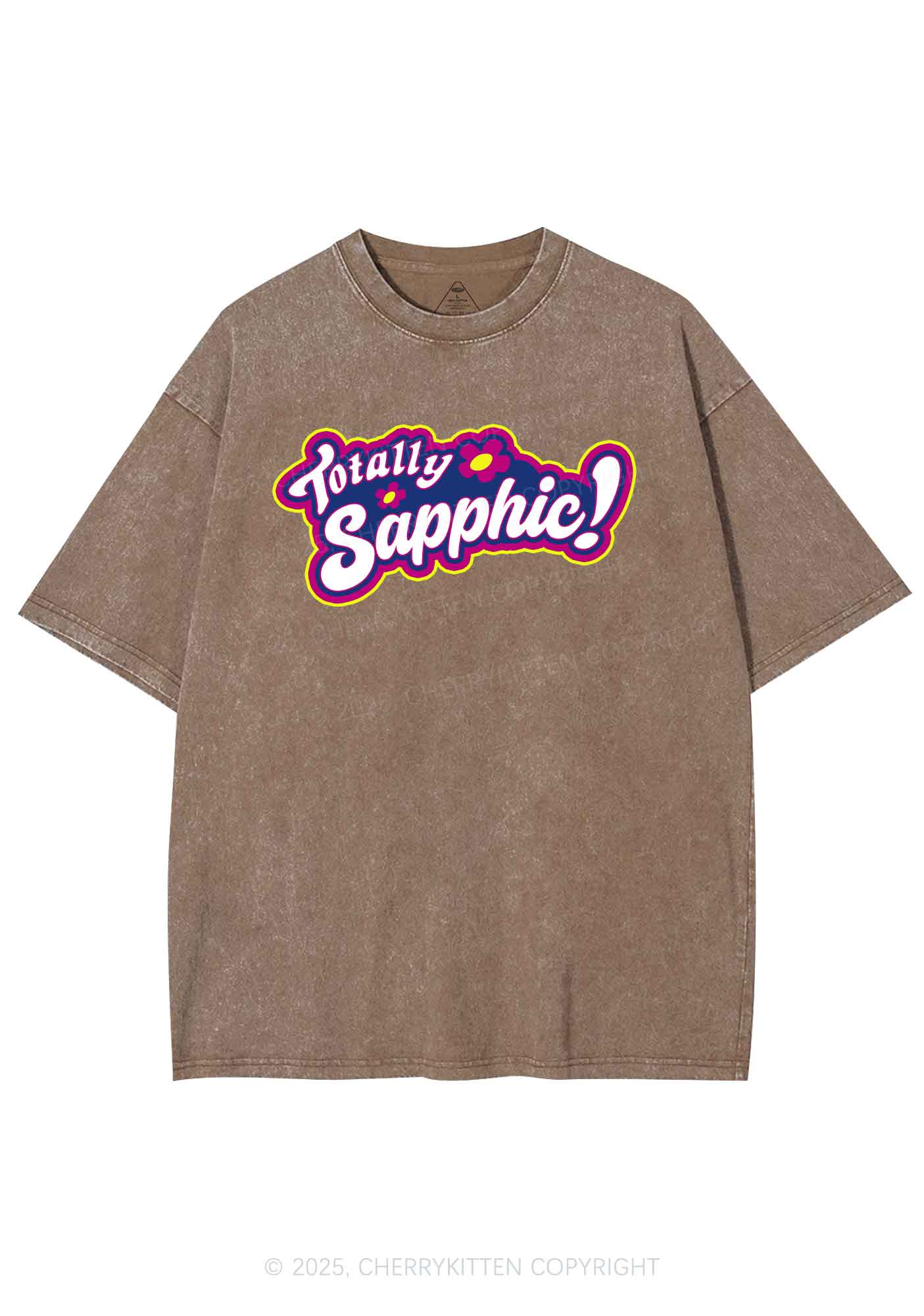 Totally Sapphic Pride Y2K Shirts Washed Tee Cherrykitten - Image 8