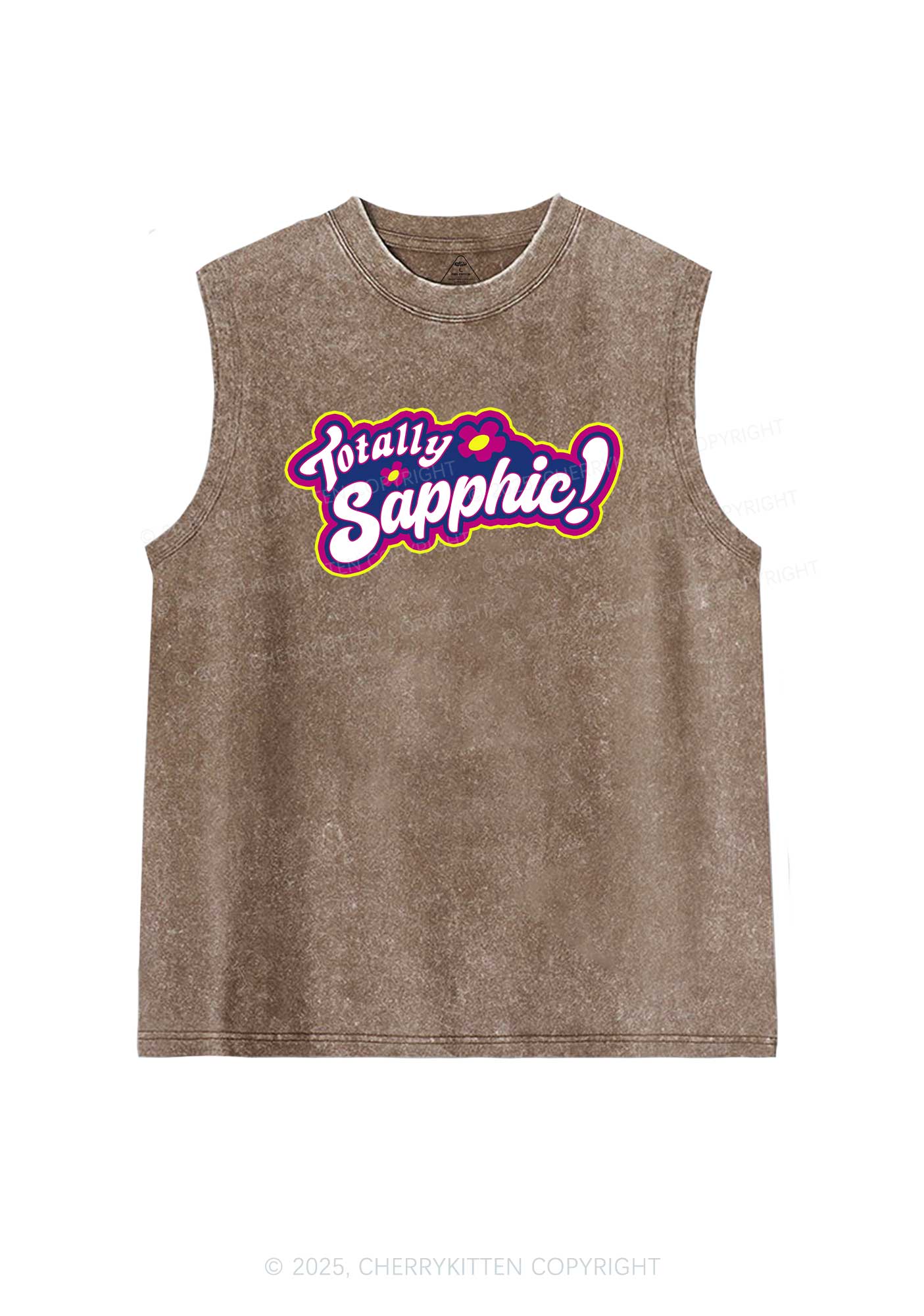 Totally Sapphic Pride Y2K Washed Muscle Tank Cherrykitten - Image 6