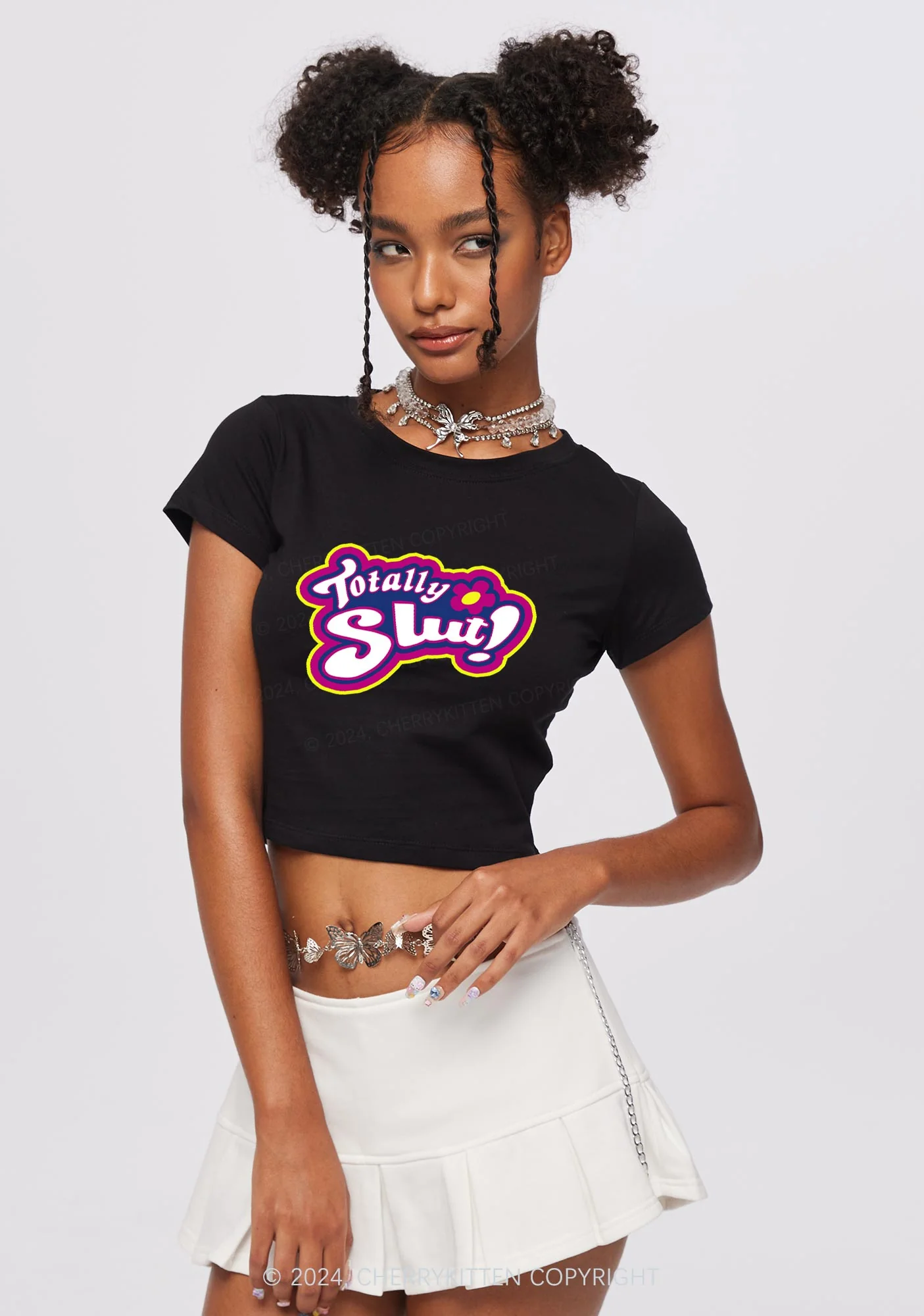 Totally Slxt Y2K Baby Tee Cherrykitten - Image 3