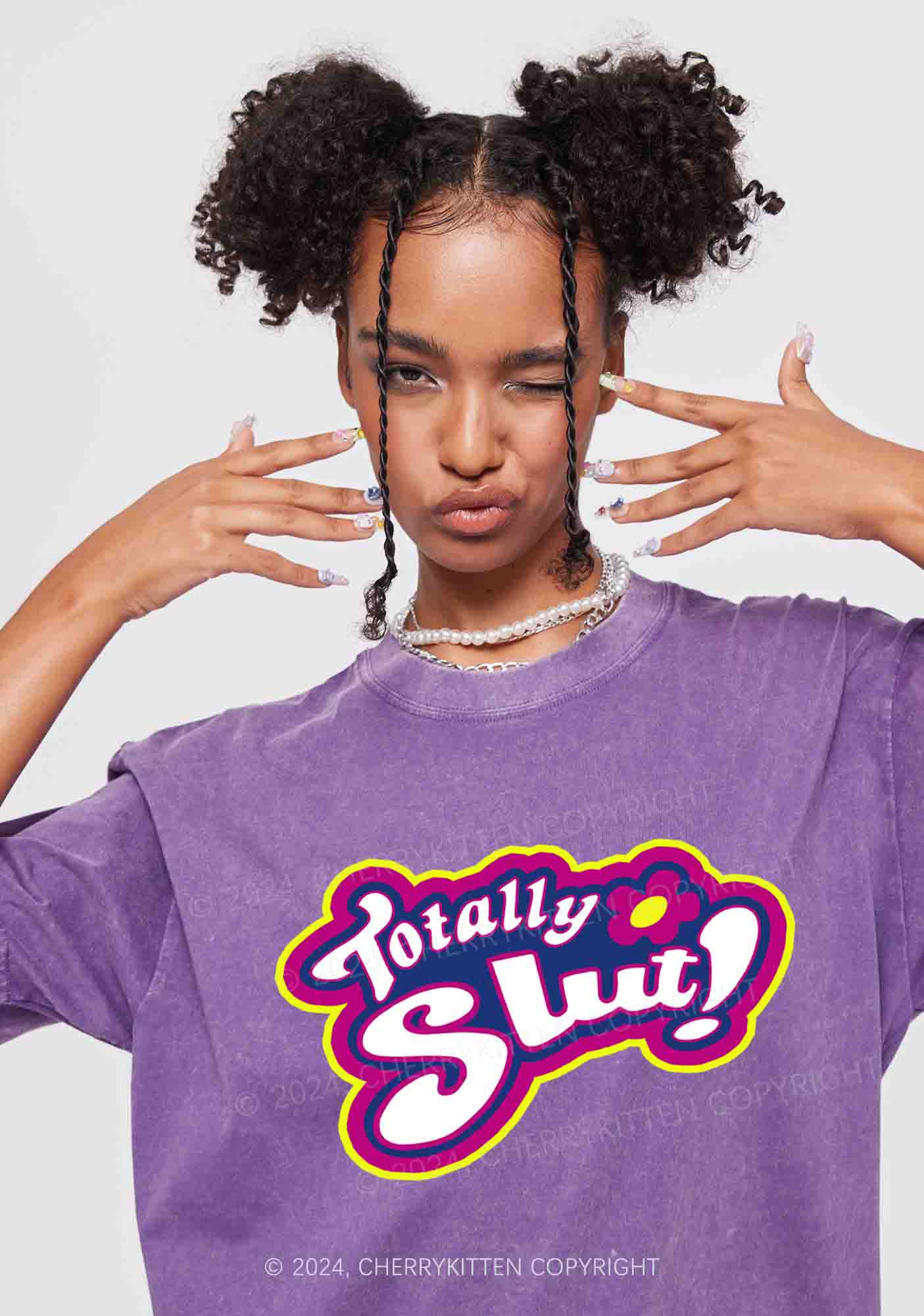 Totally Slxt Y2K Washed Tee Cherrykitten - Image 2