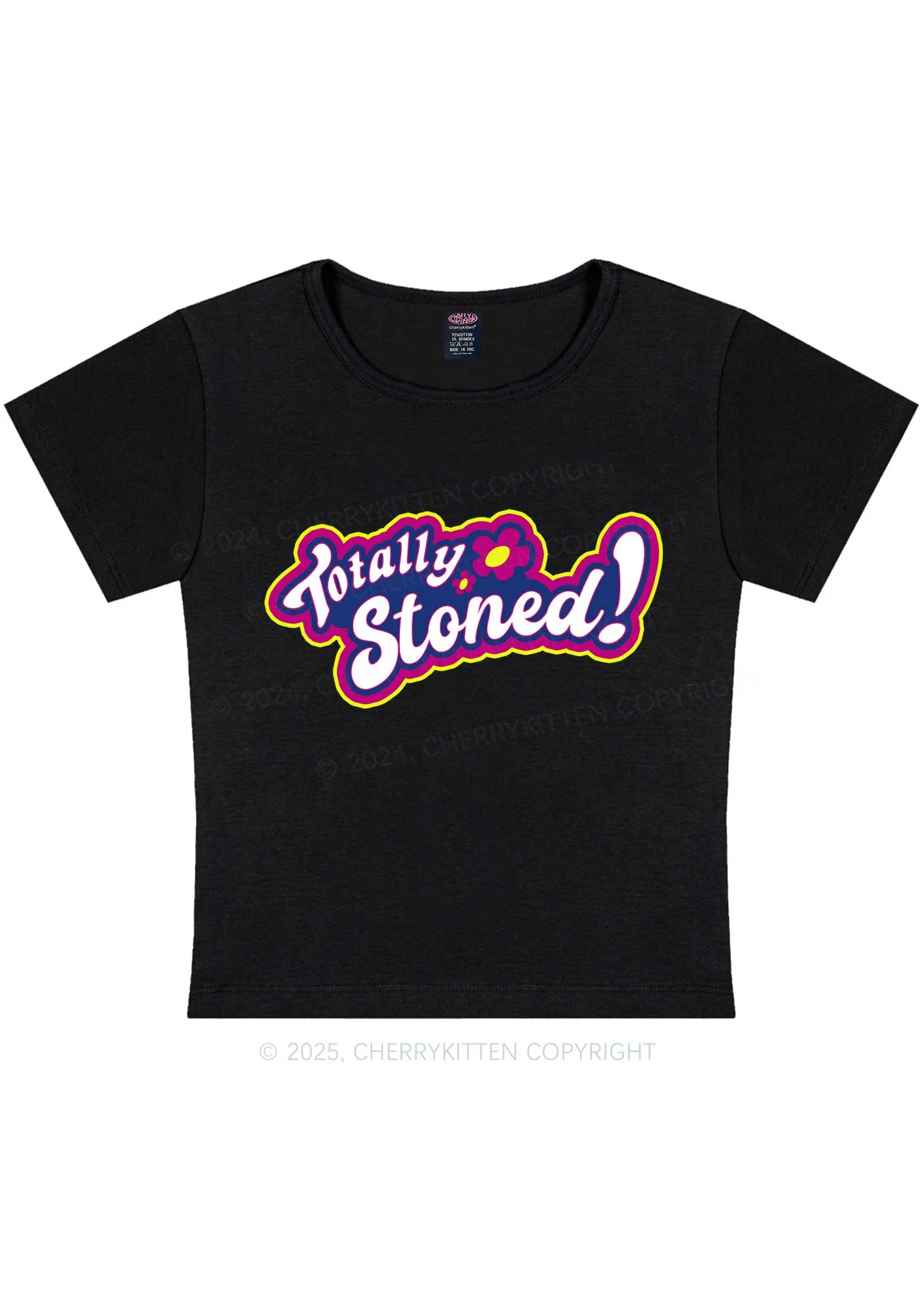 Totally Stoned Y2K Baby Tee Cherrykitten - Image 3