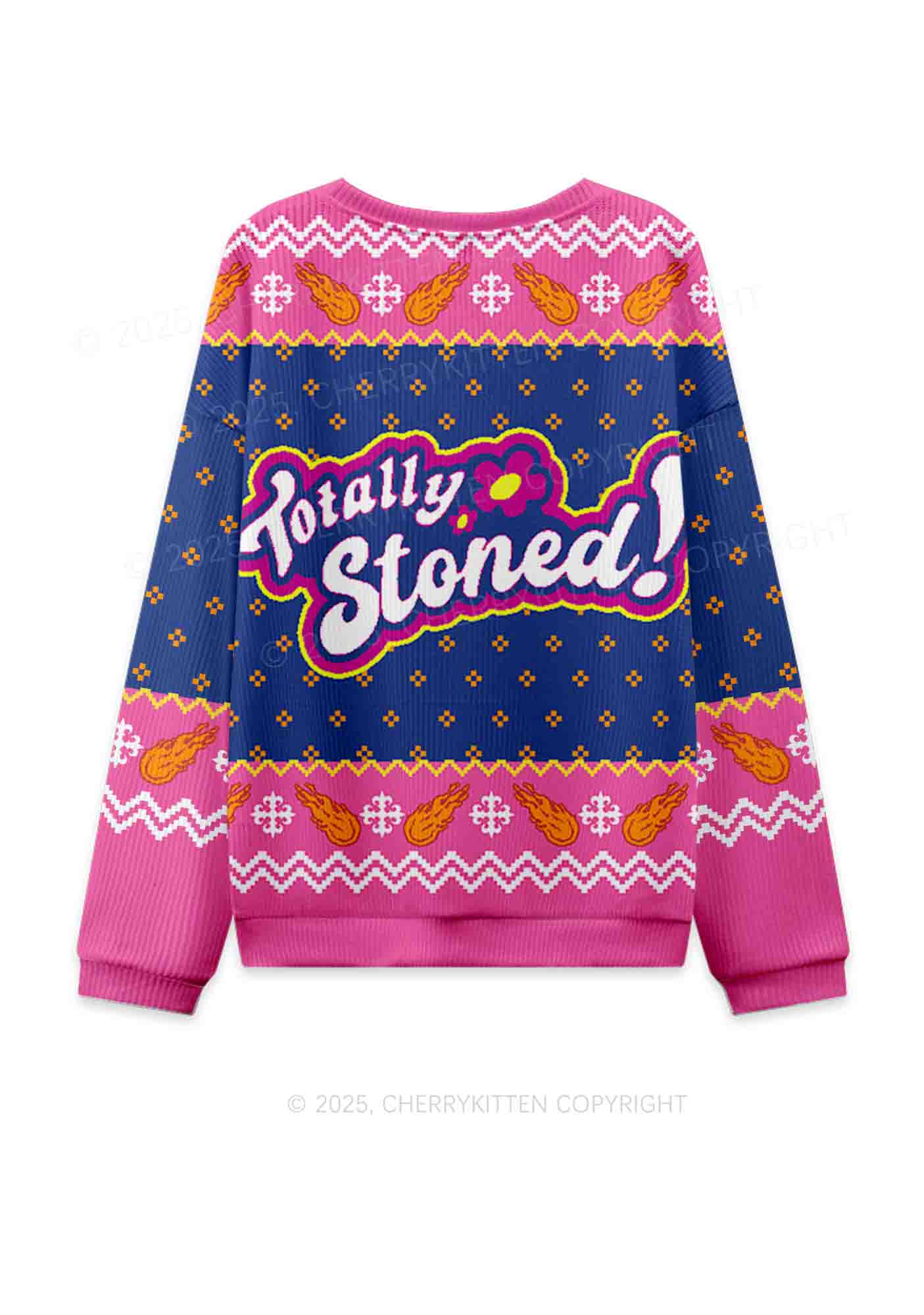 Totally Stoned Y2K Christmas Knit Sweatshirt Cherrykitten - Image 2