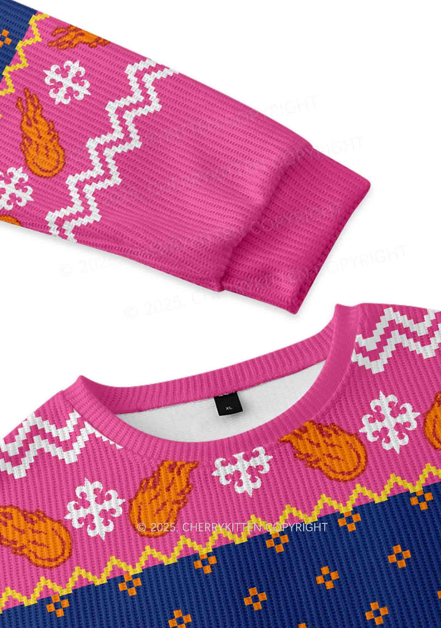 Totally Stoned Y2K Christmas Knit Sweatshirt Cherrykitten - Image 3