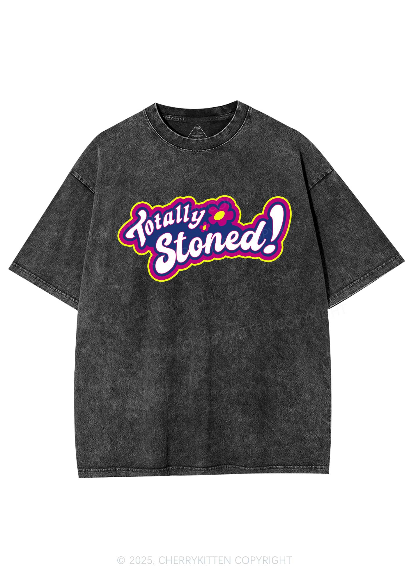 Totally Stoned Y2K Shirts Washed Tee Cherrykitten - Image 3