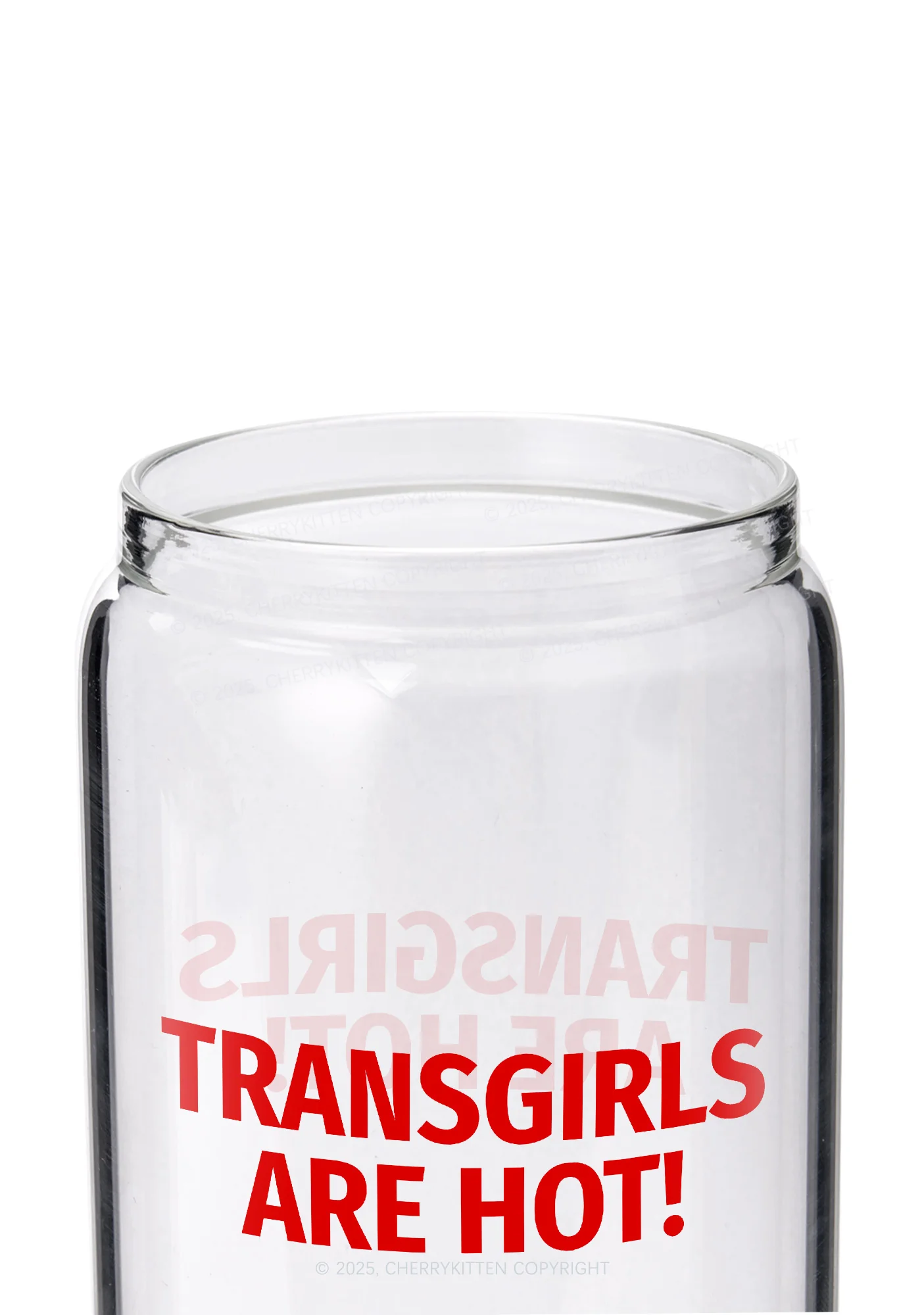 Transgirls Are Hot Pride Y2K Printed Glass Cup Cherrykitten - Image 2