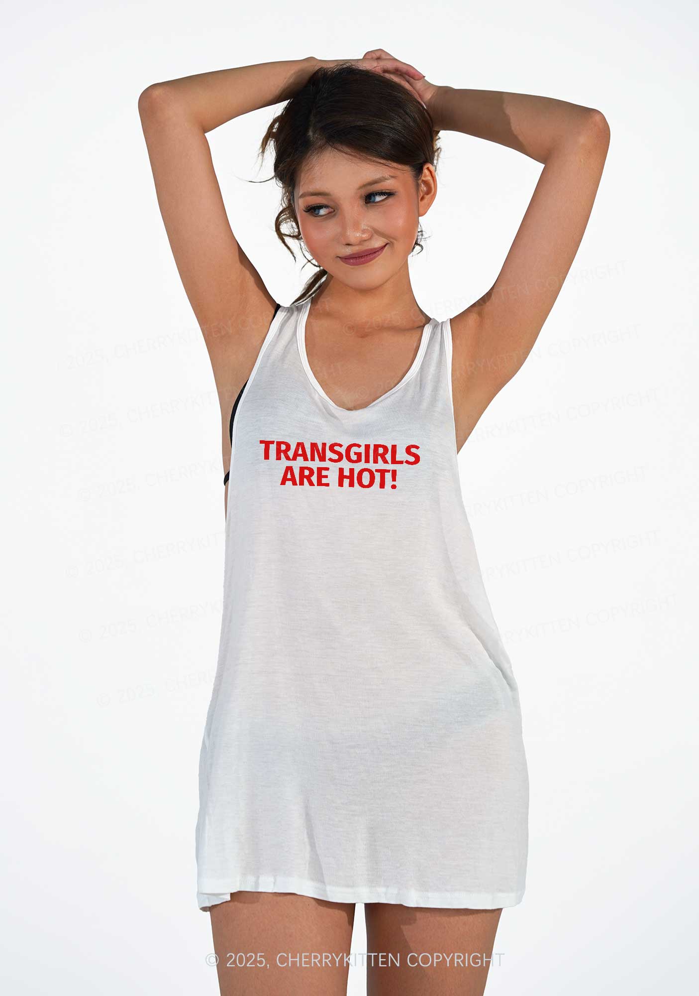 Transgirls Are Hot Pride Y2K Sheer Boyfriend Tank Cherrykitten - Image 2