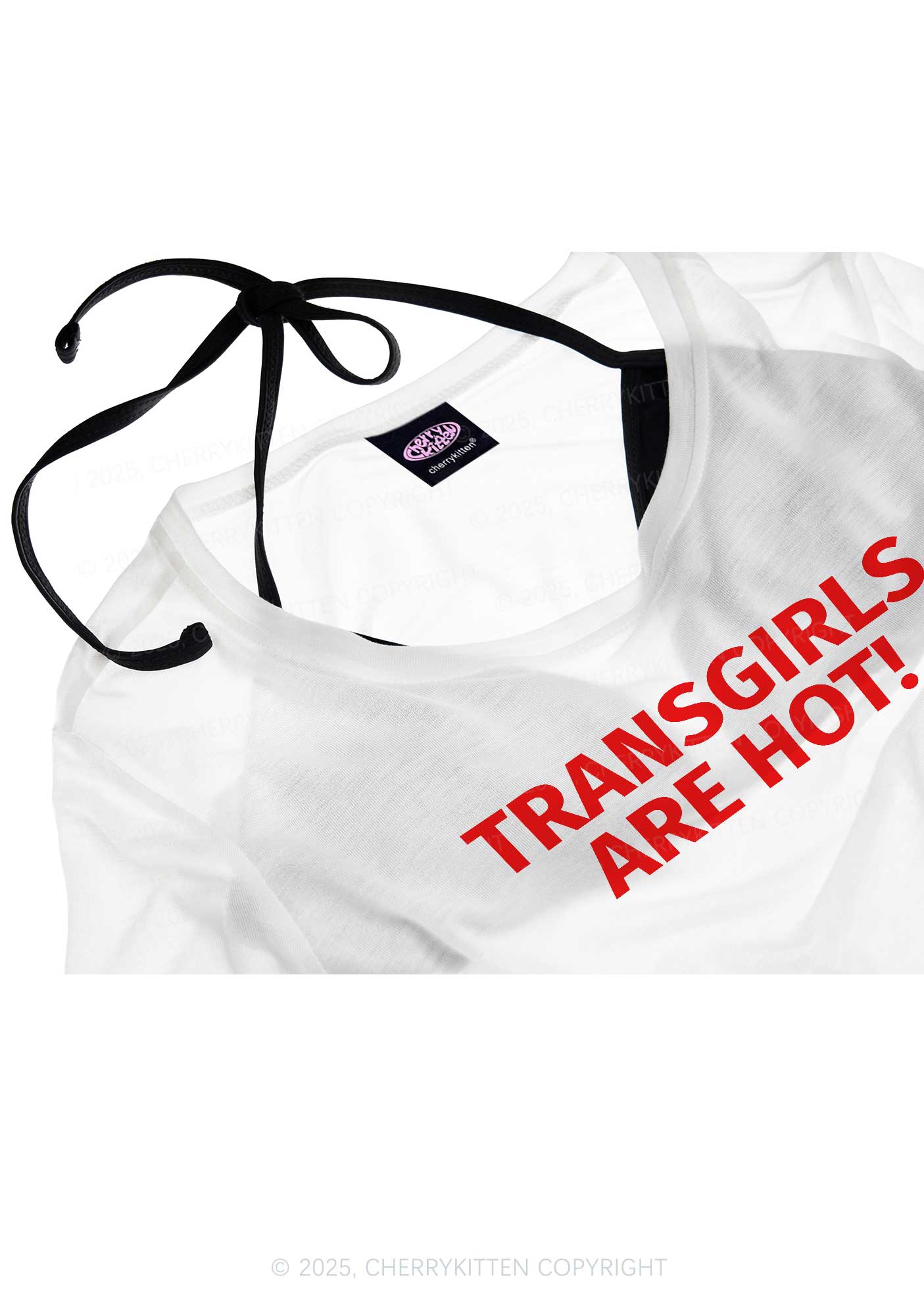 Transgirls Are Hot Pride Y2K Sheer Boyfriend Tee Cherrykitten - Image 4