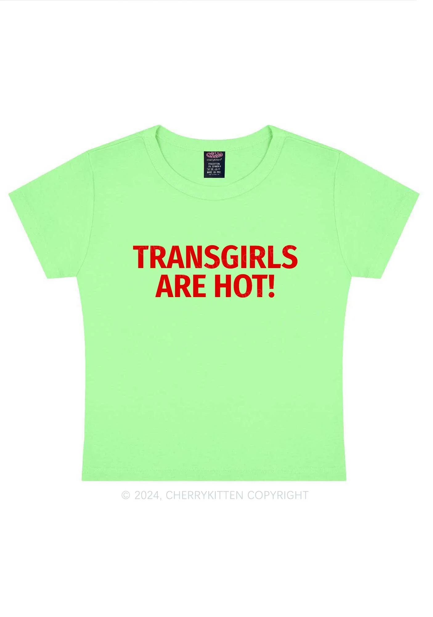 Transgirls Are Hot Y2K Baby Tee Cherrykitten - Image 11