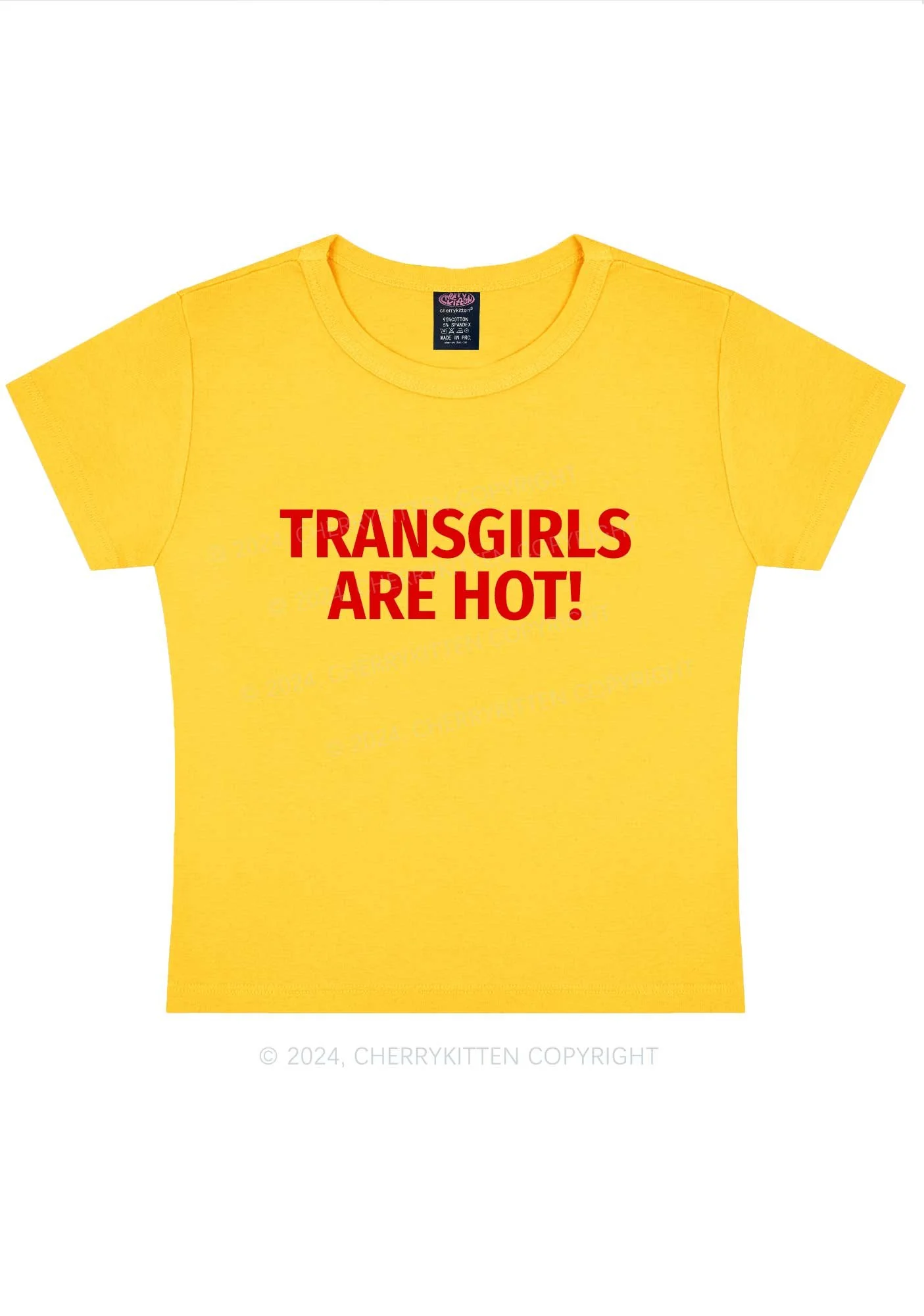 Transgirls Are Hot Y2K Baby Tee Cherrykitten - Image 5