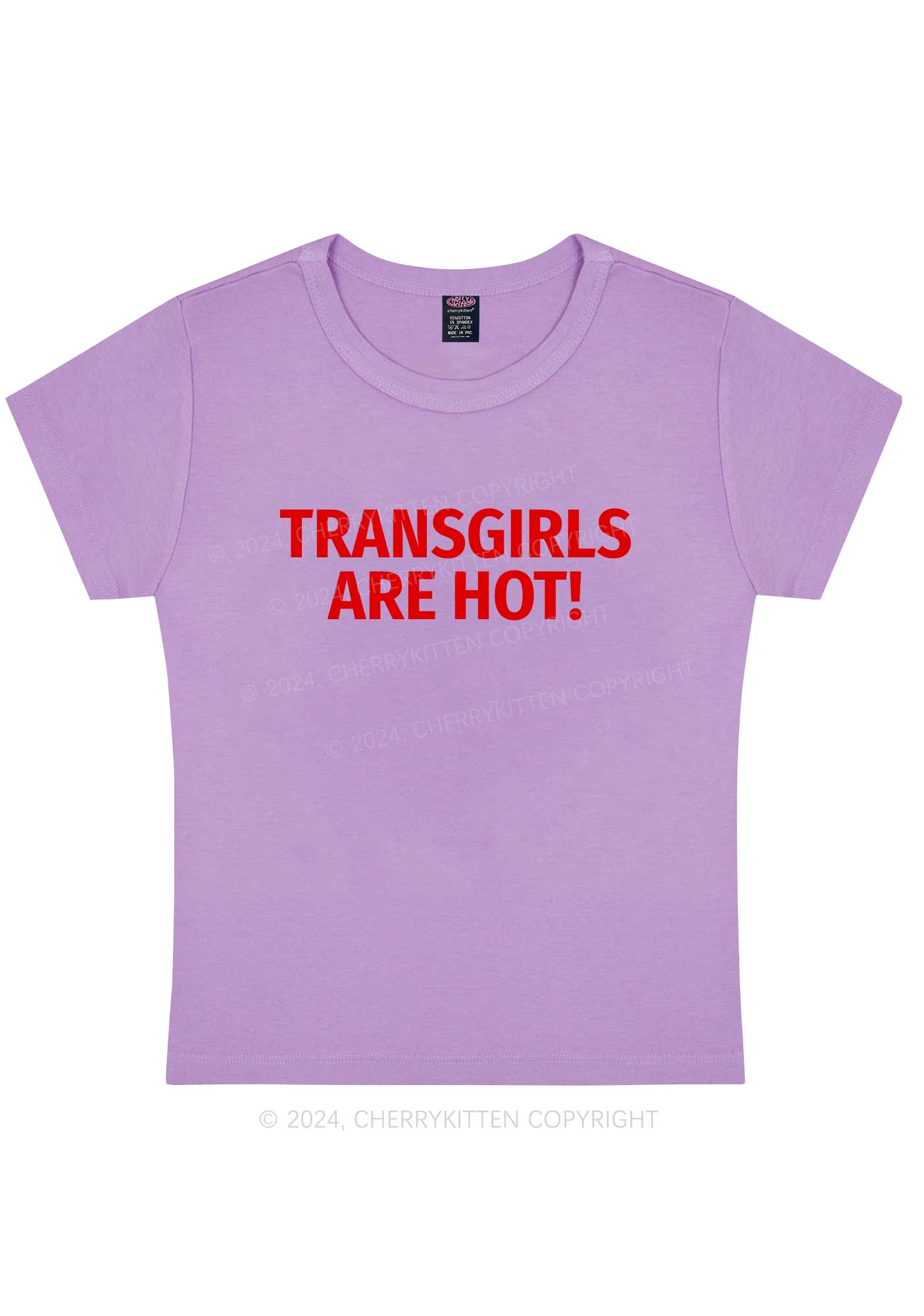 Transgirls Are Hot Y2K Baby Tee Cherrykitten - Image 6