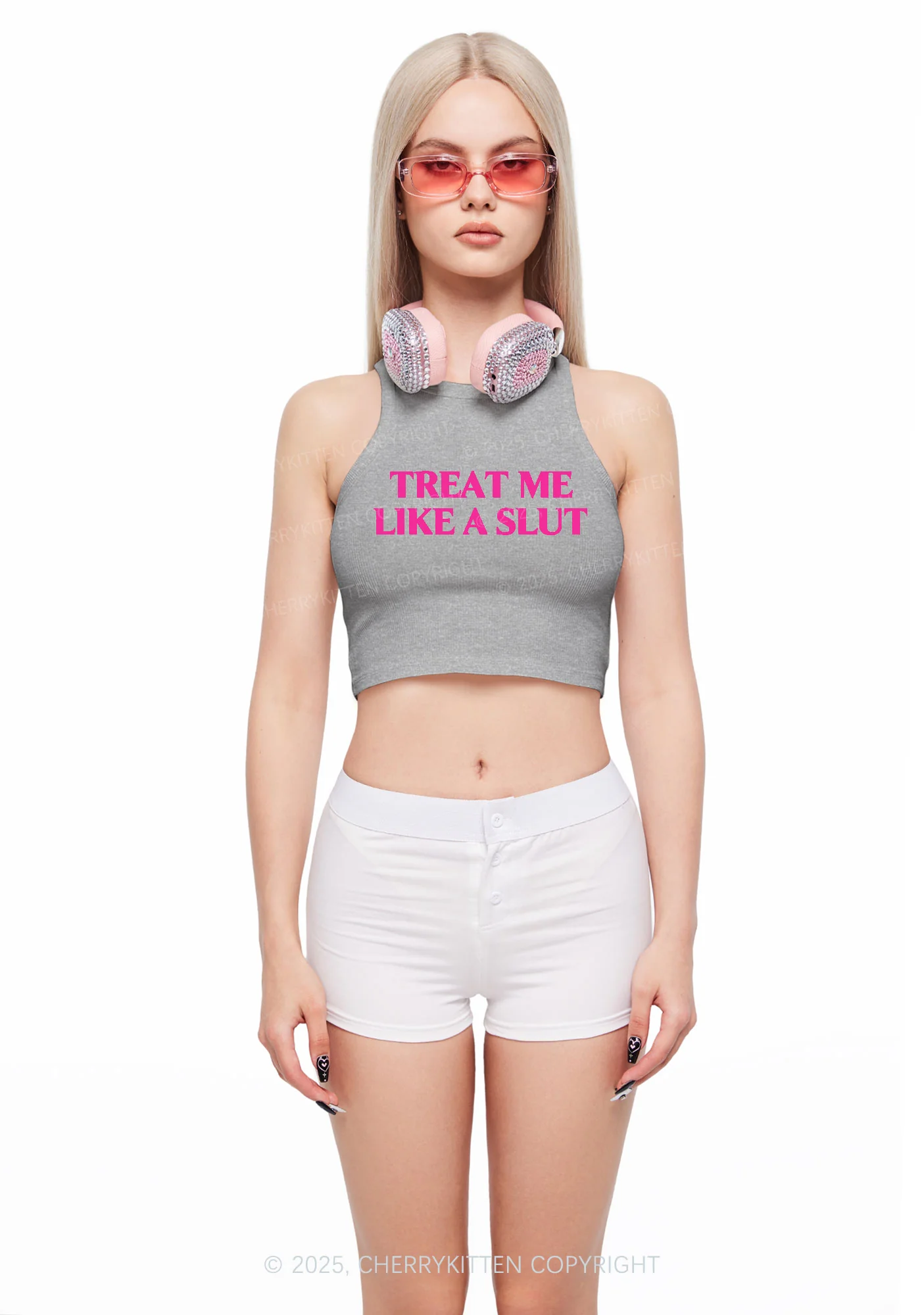 Treat Me Like A Slxt Y2K Crop Tank Top Cherrykitten - Image 2