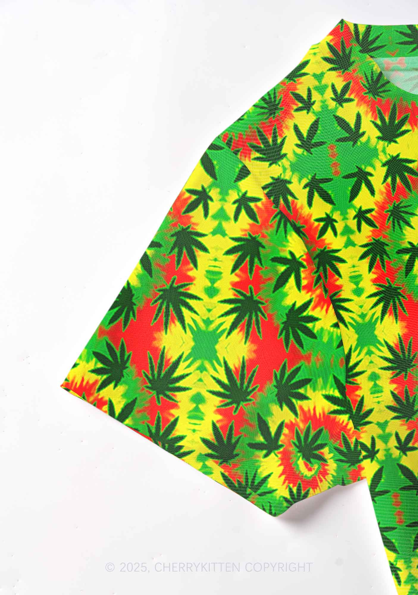 Trippy Leaves Y2K Mesh Crop Top Cherrykitten - Image 3