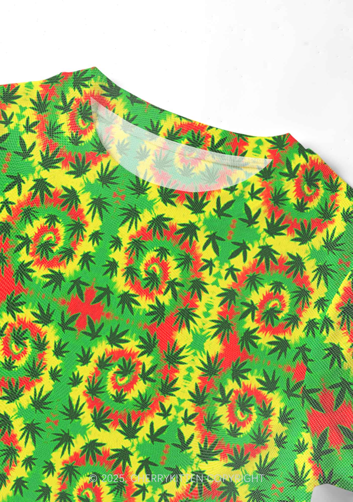 Trippy Leaves Y2K Mesh Crop Top Cherrykitten - Image 4