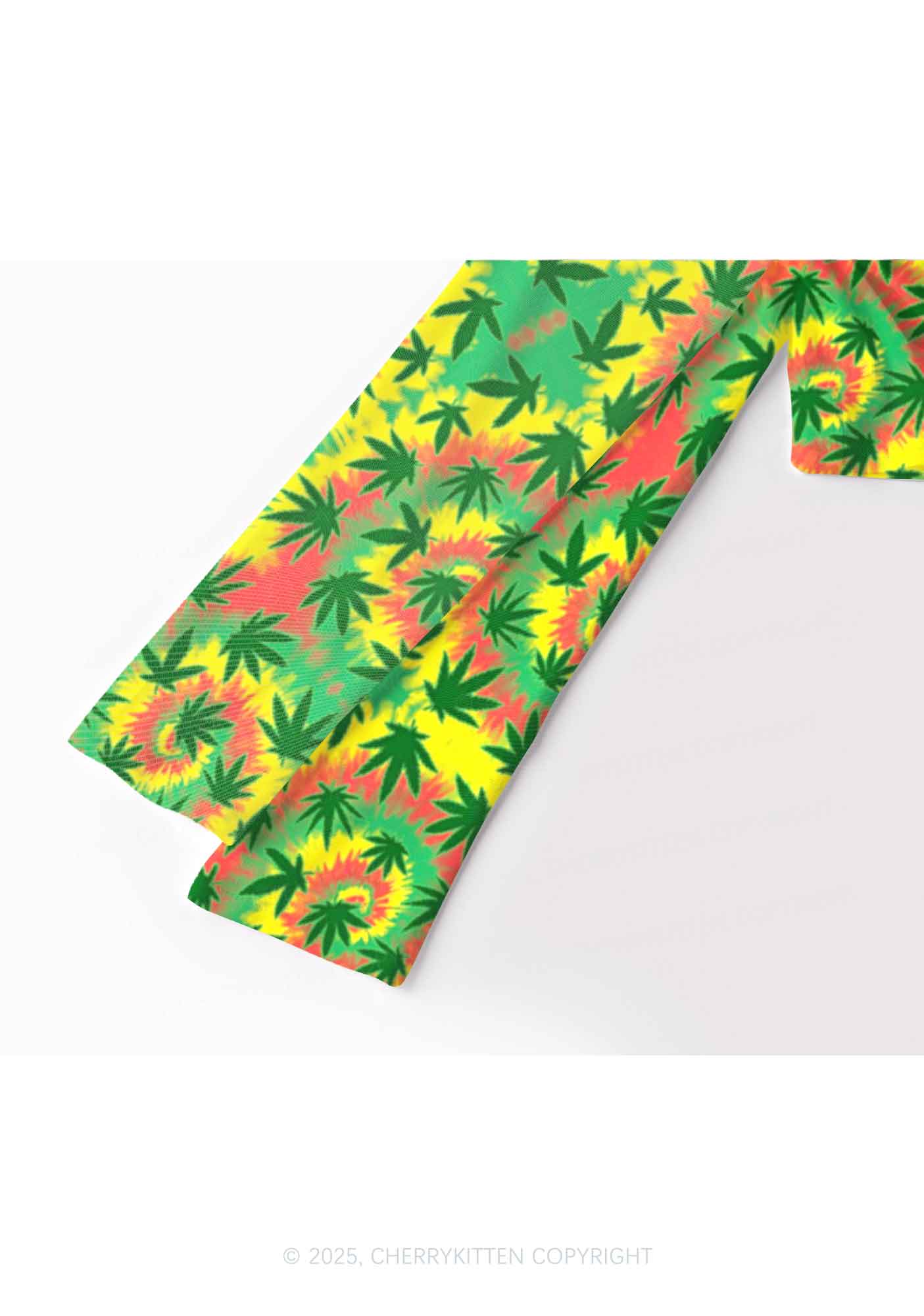 Trippy Leaves Y2K Mesh Long Sleeve Crop Top Cherrykitten - Image 3