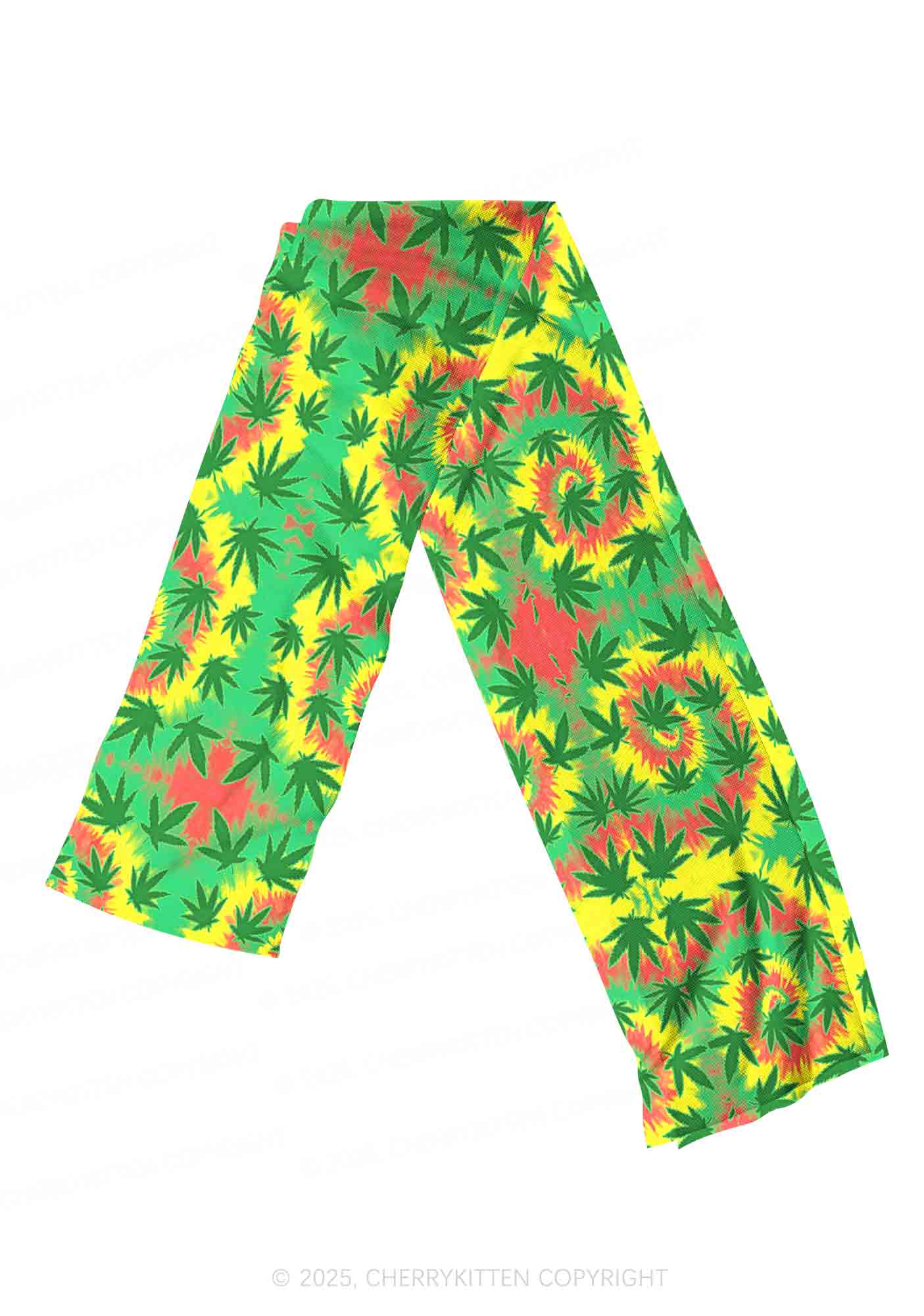 Trippy Leaves Y2K Mesh Slip Dress With Scarf Set Cherrykitten - Image 4