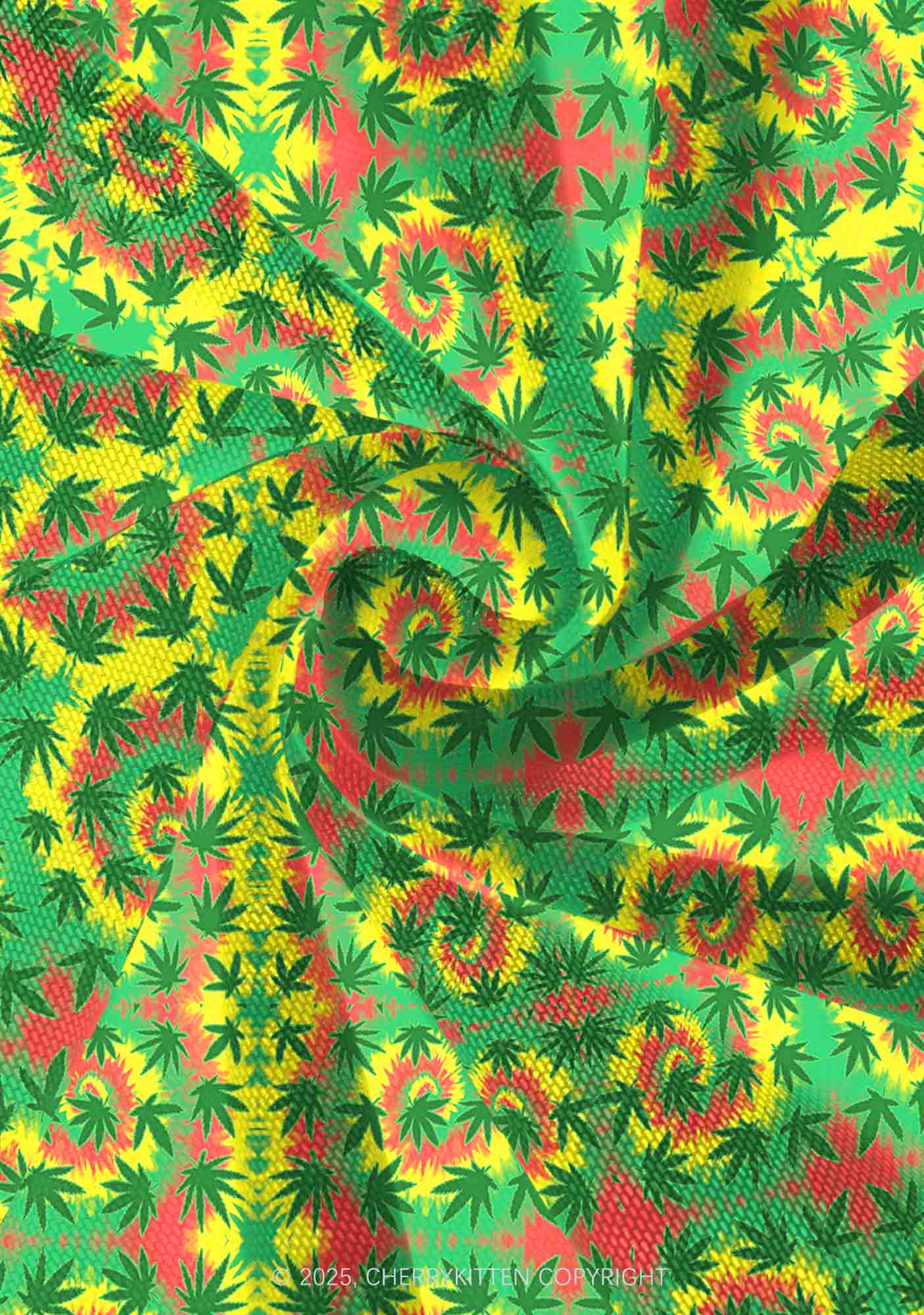 Trippy Leaves Y2K Mesh Slip Dress With Scarf Set Cherrykitten - Image 6