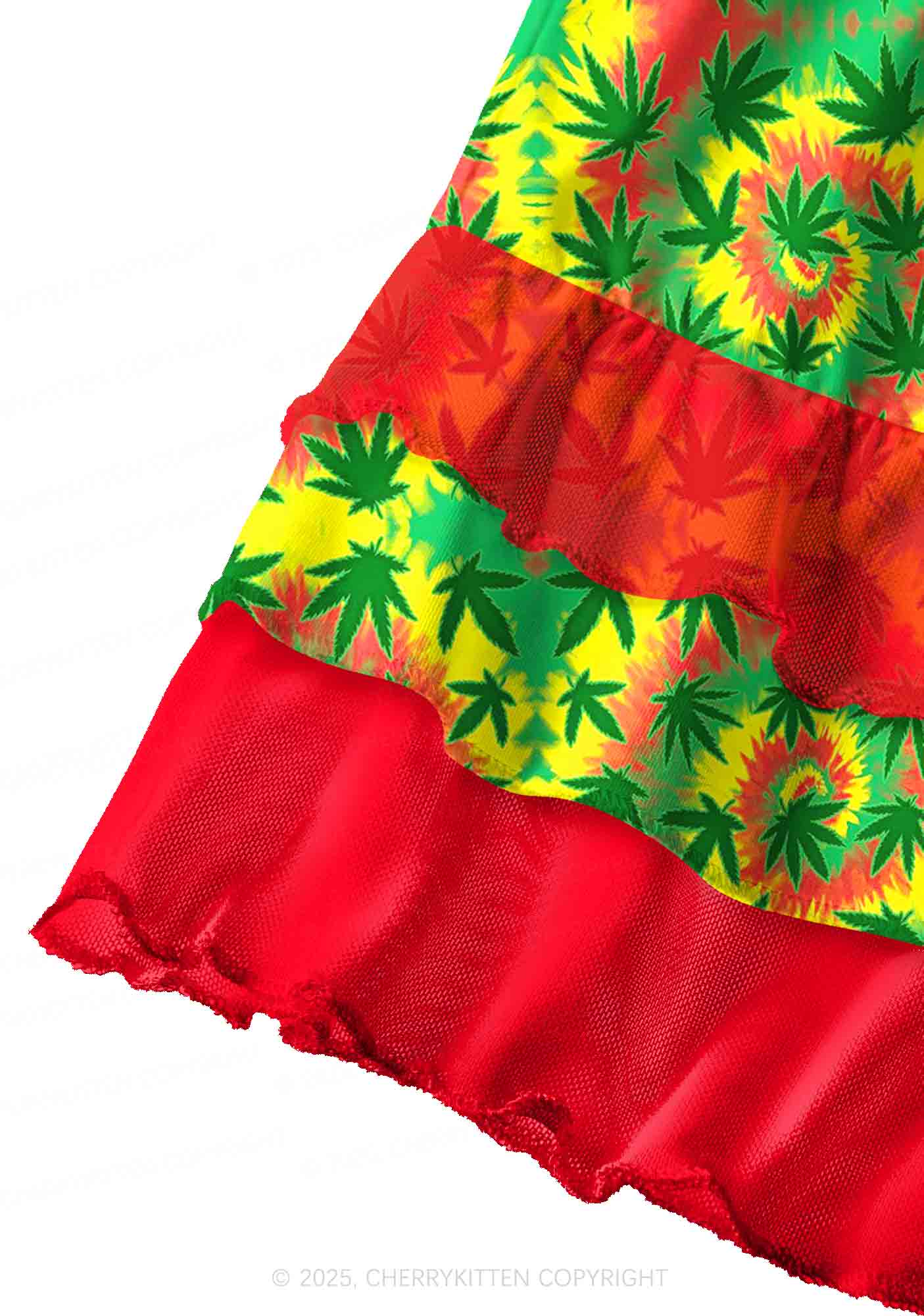 Trippy Leaves Y2K Print Mini Layered Skirt Cherrykitten - Image 3