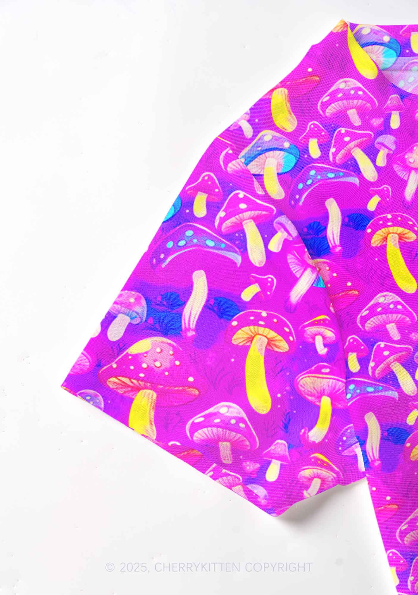 Trippy Mushrooms Y2K Mesh Crop Top Cherrykitten - Image 3