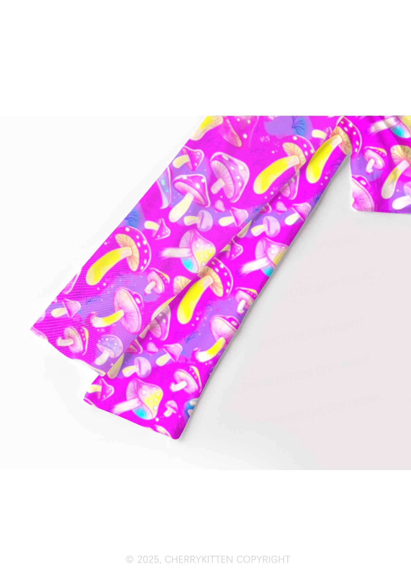 Trippy Mushrooms Y2K Mesh Long Sleeve Crop Top Cherrykitten - Image 3