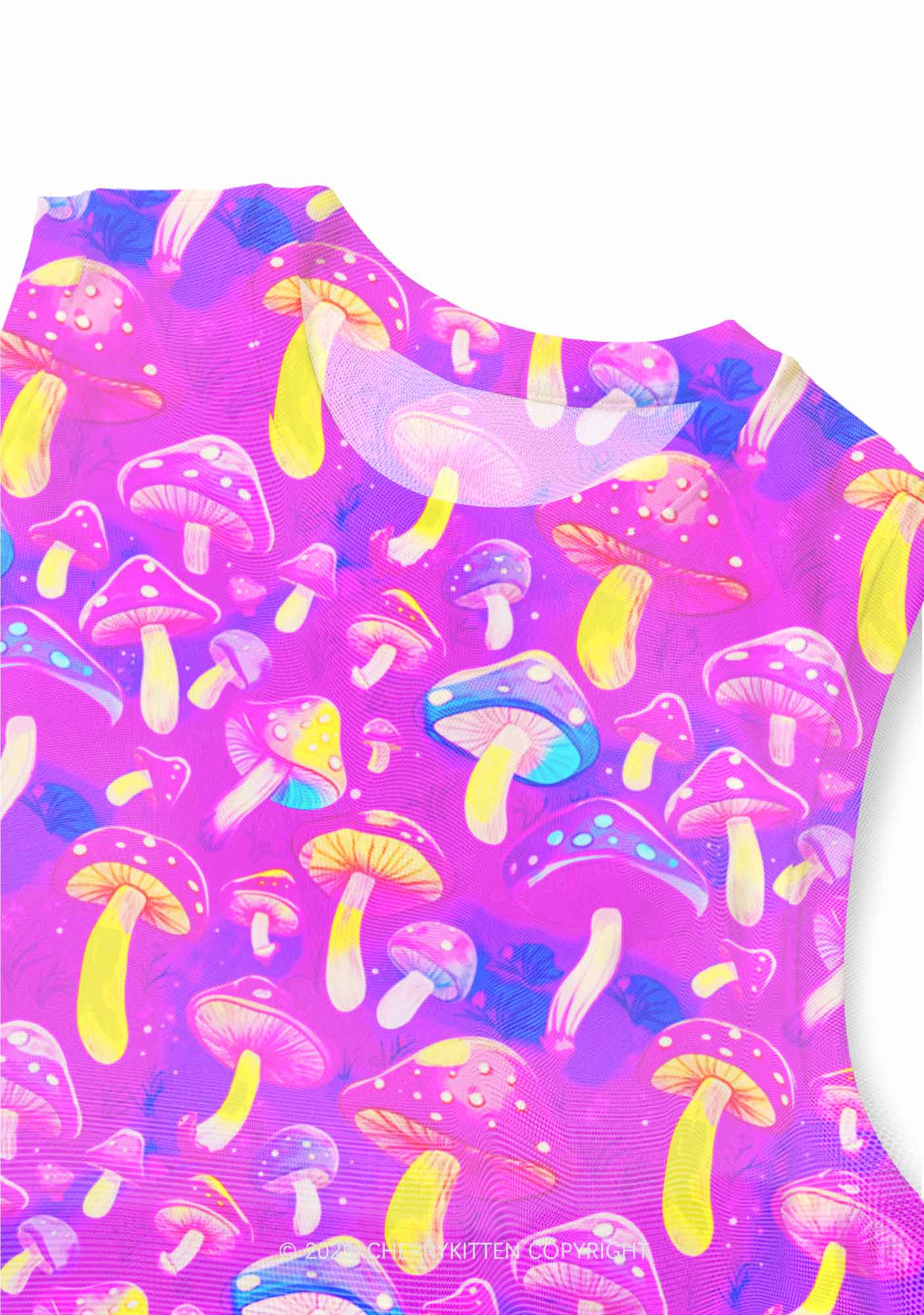 Trippy Mushrooms Y2K Mesh Muscle Tank Cherrykitten - Image 3