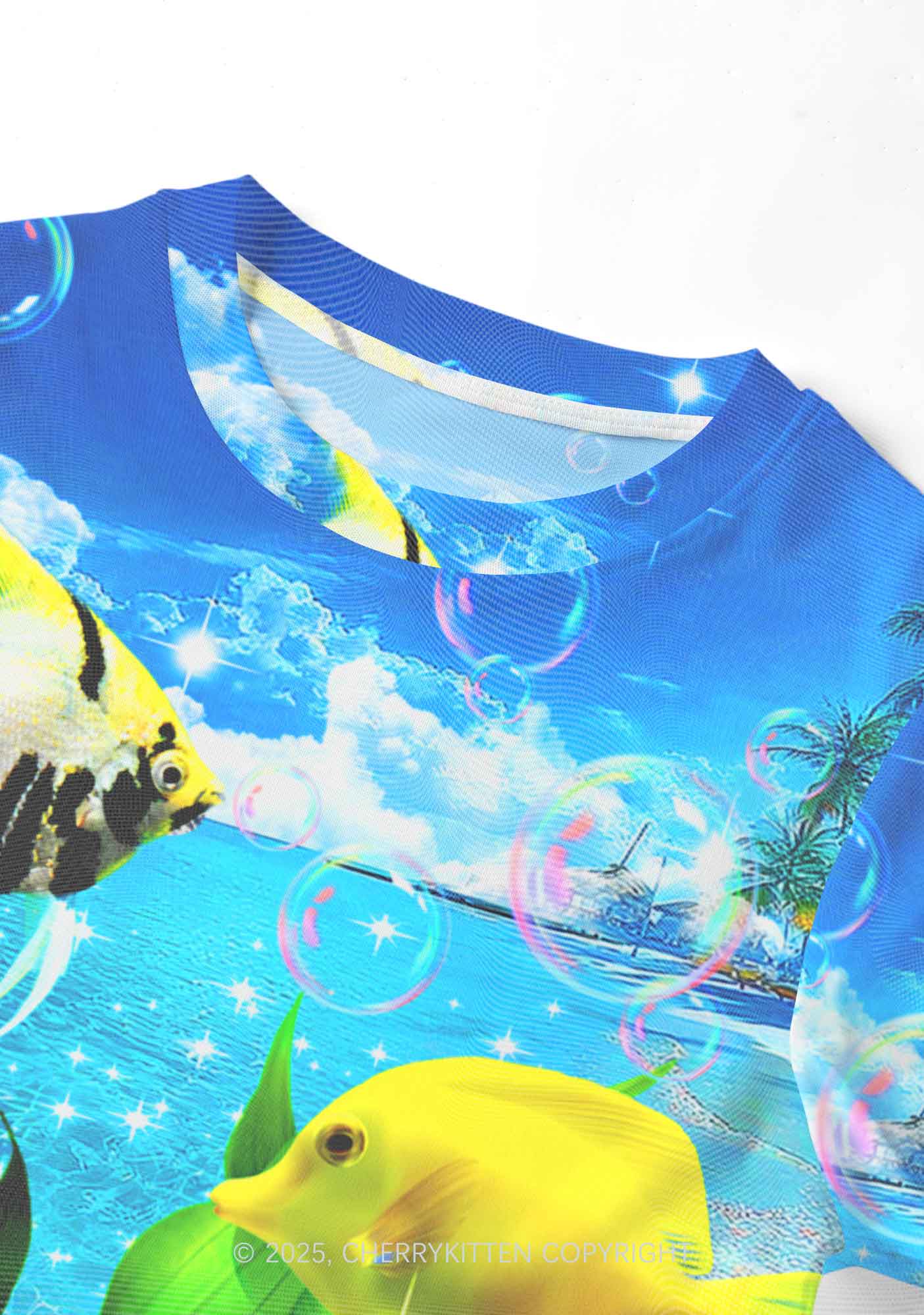 Tropical Fish Y2K Mesh Crop Top Cherrykitten - Image 3