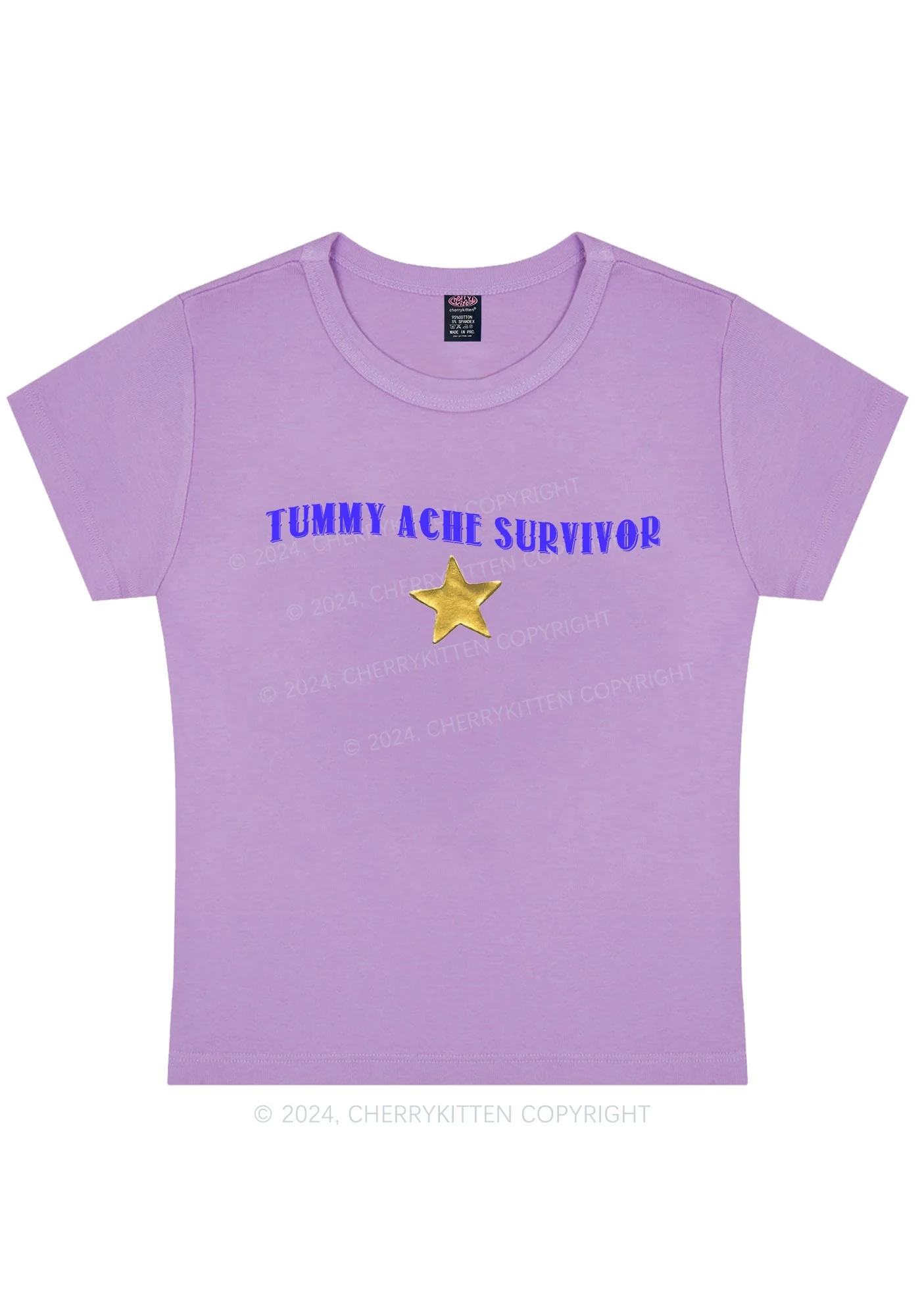Tummy Ache Survivor Y2K Baby Tee Cherrykitten - Image 11