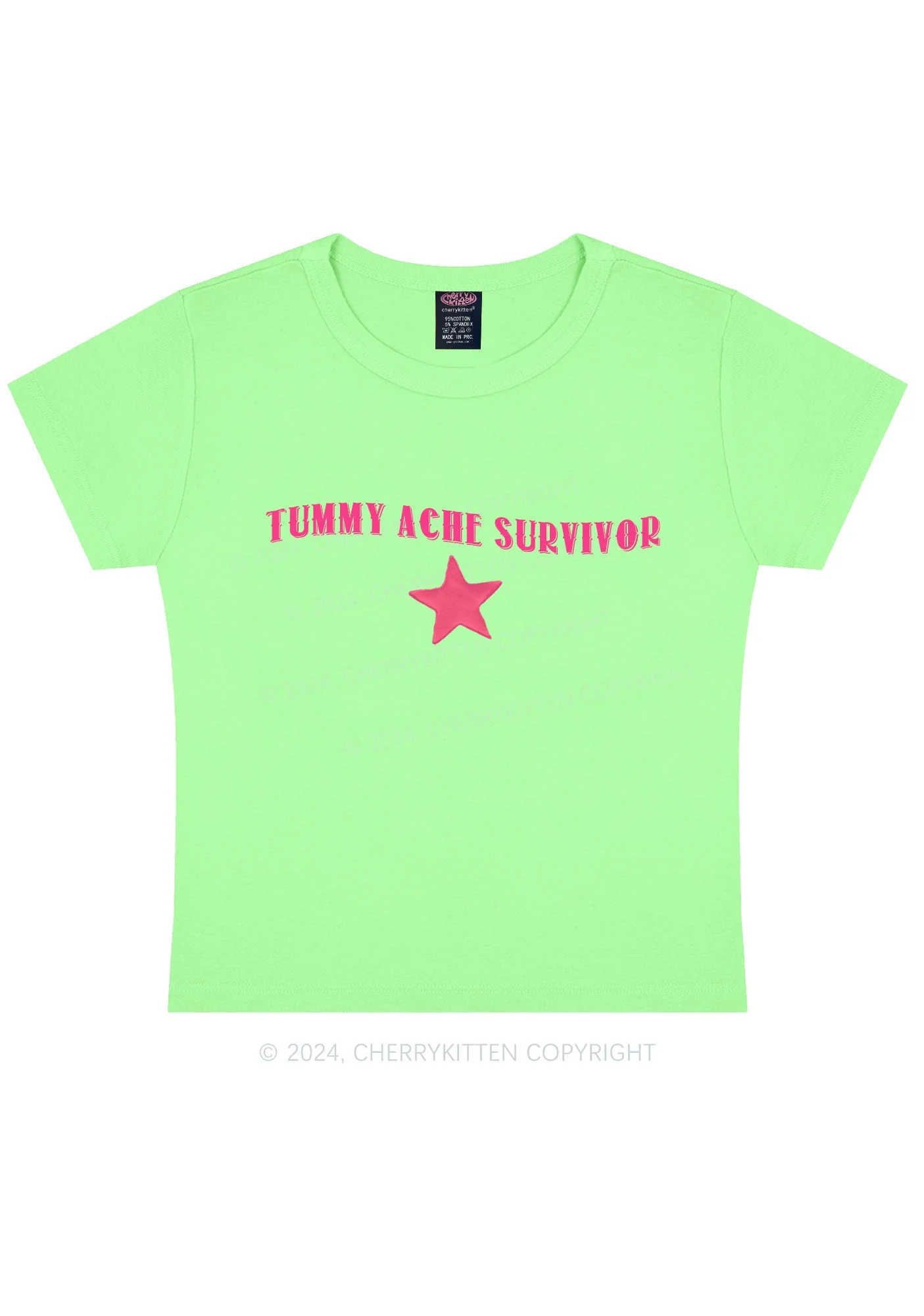 Tummy Ache Survivor Y2K Baby Tee Cherrykitten - Image 12