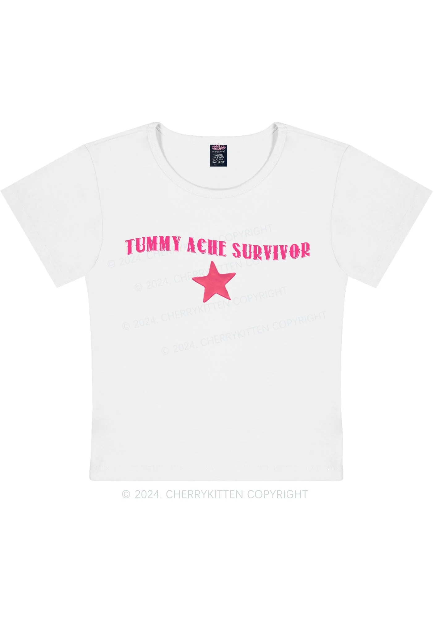 Tummy Ache Survivor Y2K Baby Tee Cherrykitten - Image 9
