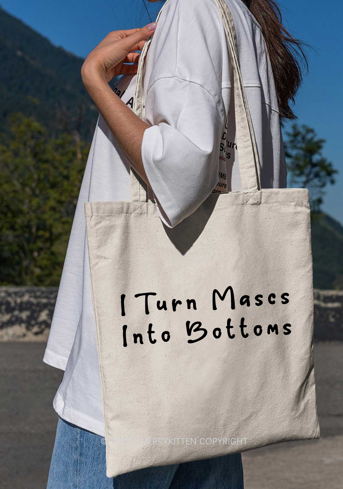 Turn Mascs Into Bottoms Pride Y2K Canvas Tote Bag Cherrykitten - Image 2