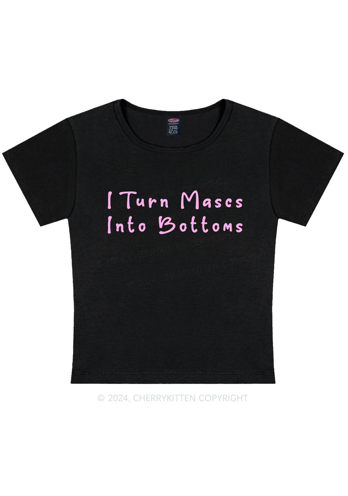 Turn Mascs Into Bottoms Y2K Baby Tee Cherrykitten - Image 5