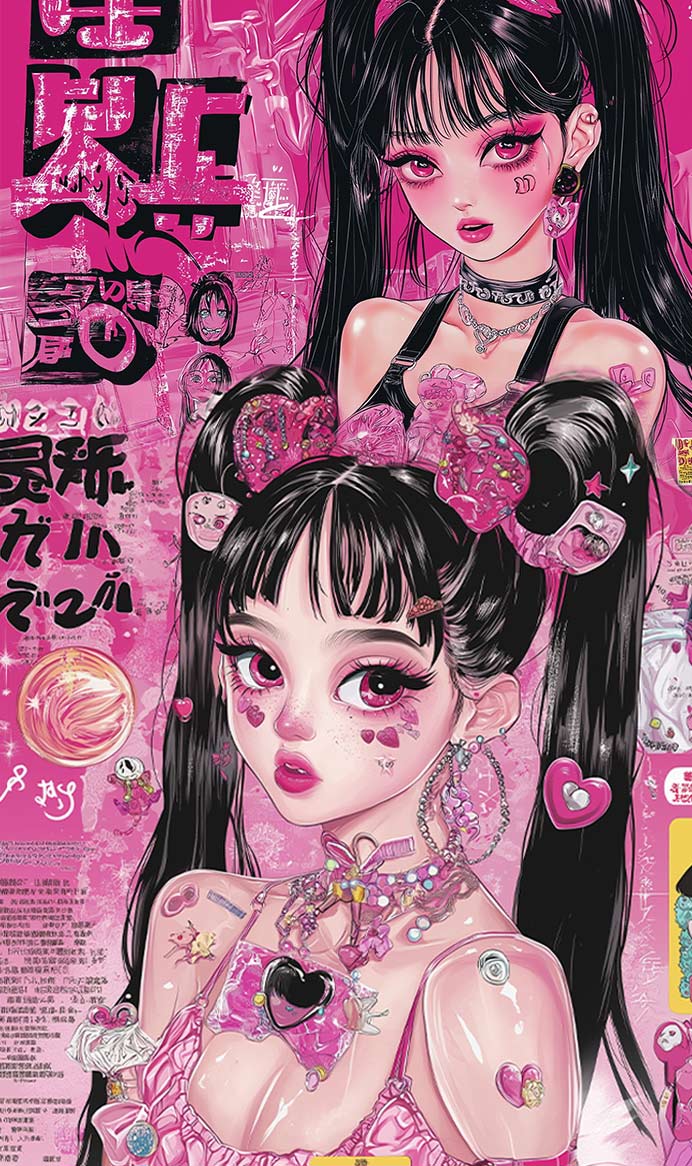 Twin Ponytail Girl Y2K Phone Case Cherrykitten - Image 2