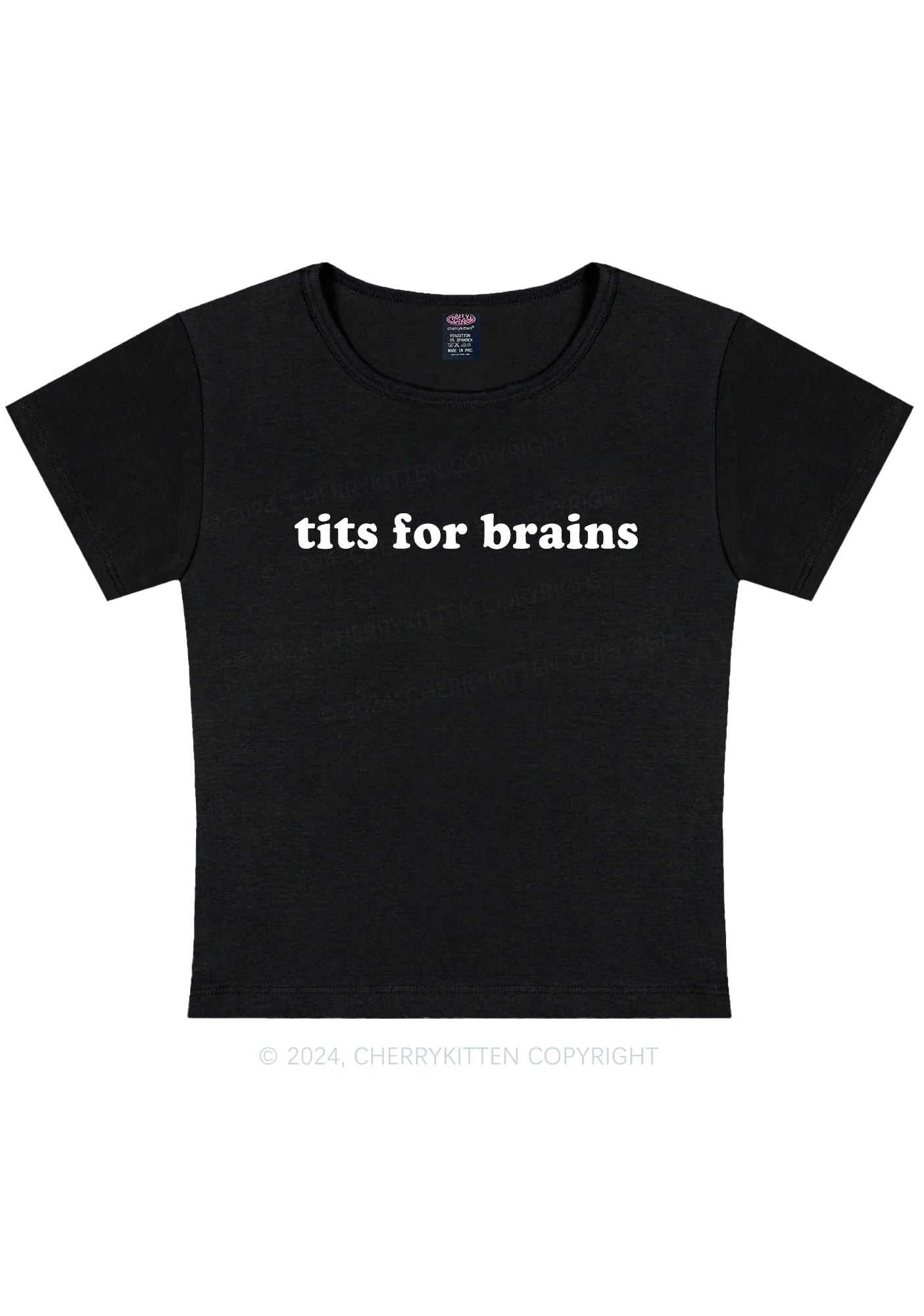 Txts For Brains Y2K Baby Tee Cherrykitten - Image 3