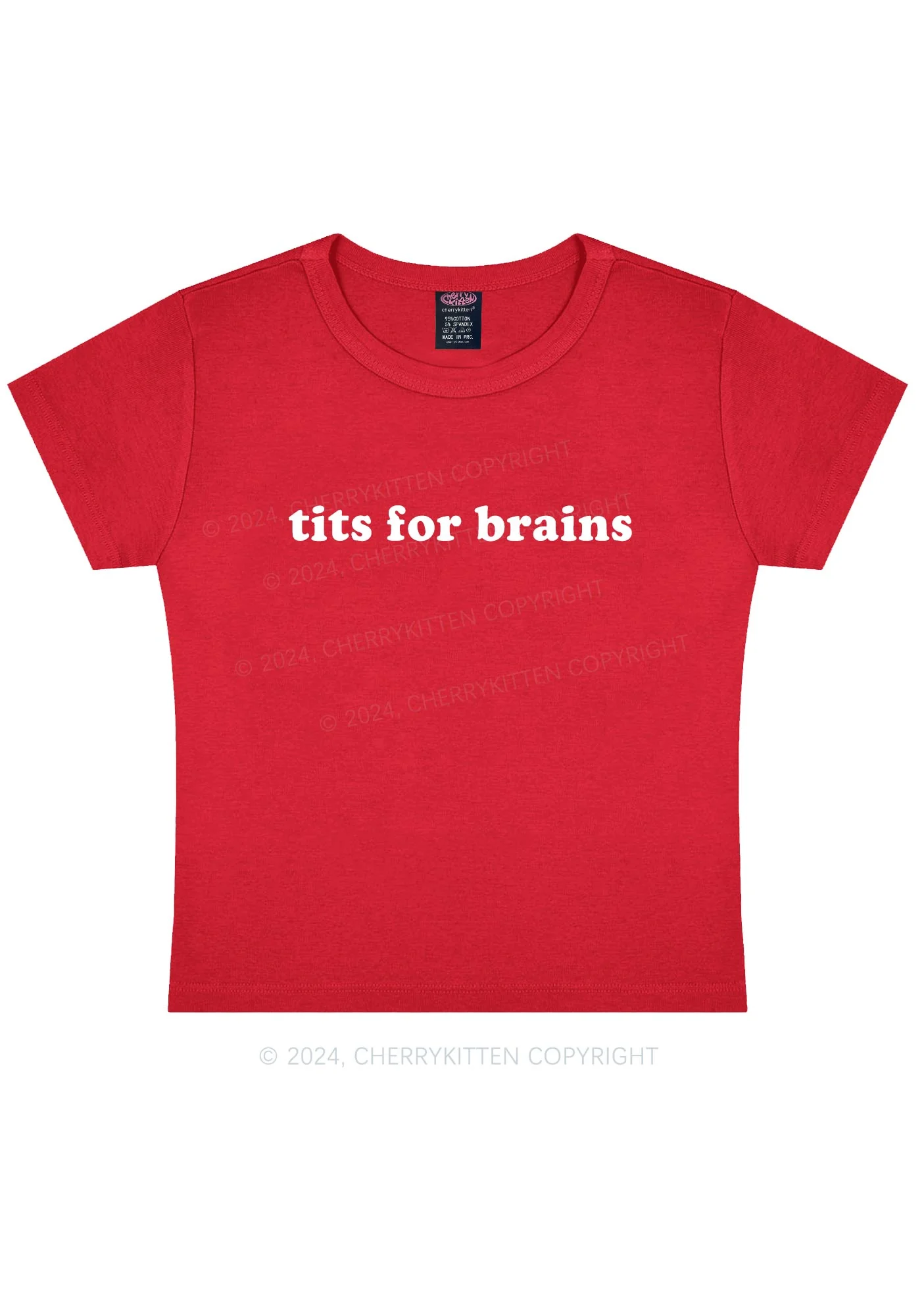 Txts For Brains Y2K Baby Tee Cherrykitten - Image 4