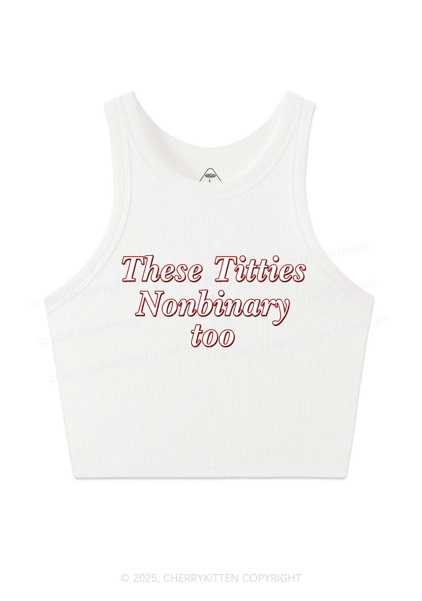 Txtties Nonbinary Too Pride Y2K Crop Tank Top Cherrykitten - Image 3