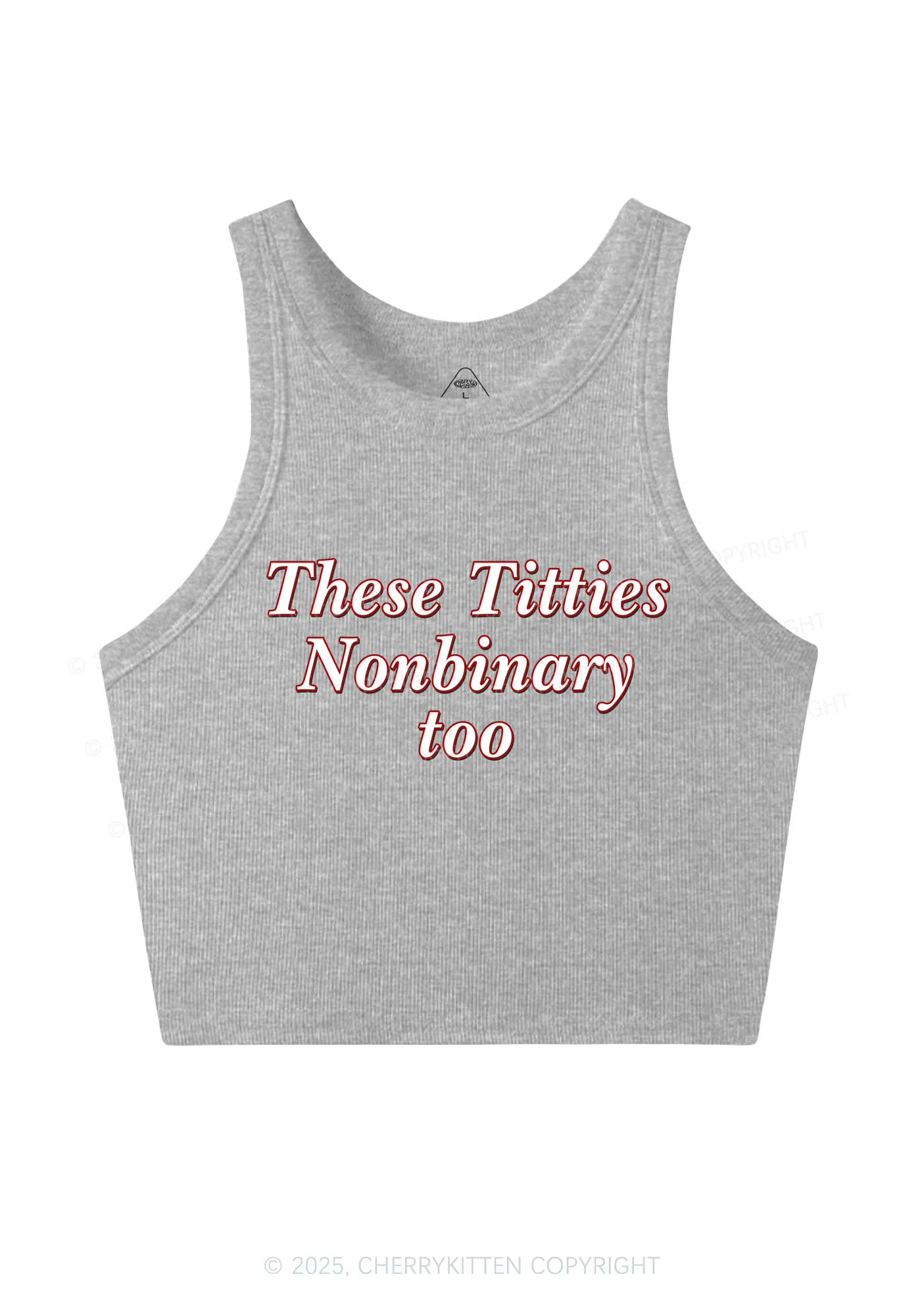 Txtties Nonbinary Too Pride Y2K Crop Tank Top Cherrykitten - Image 6