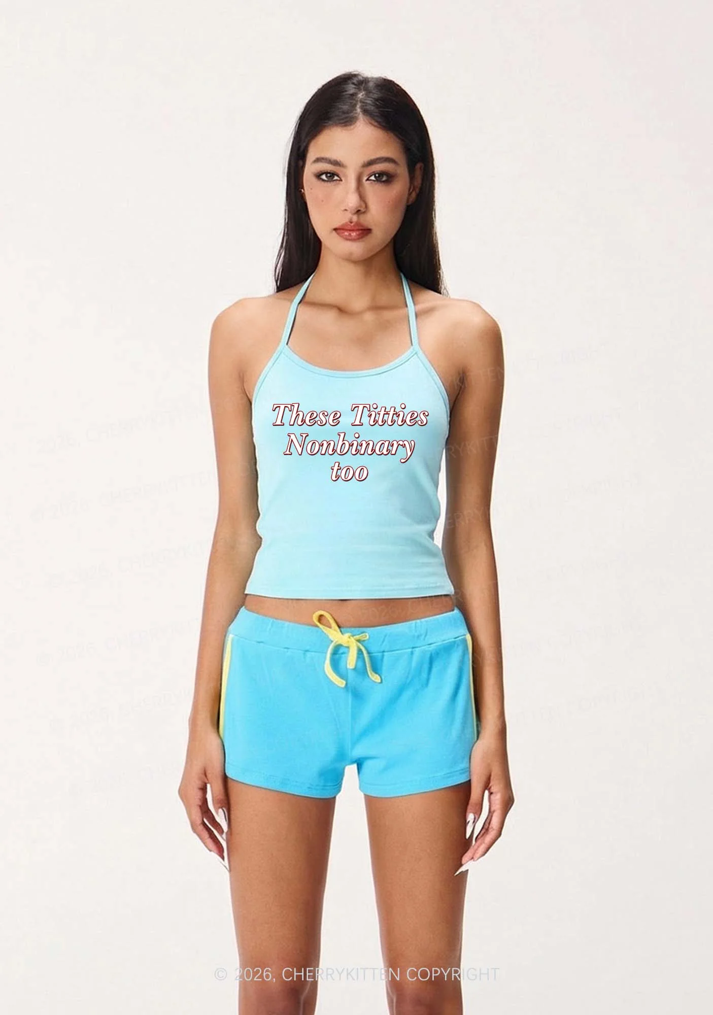 Txtties Nonbinary Too Y2K Halter Neck Cami Cherrykitten - Image 2