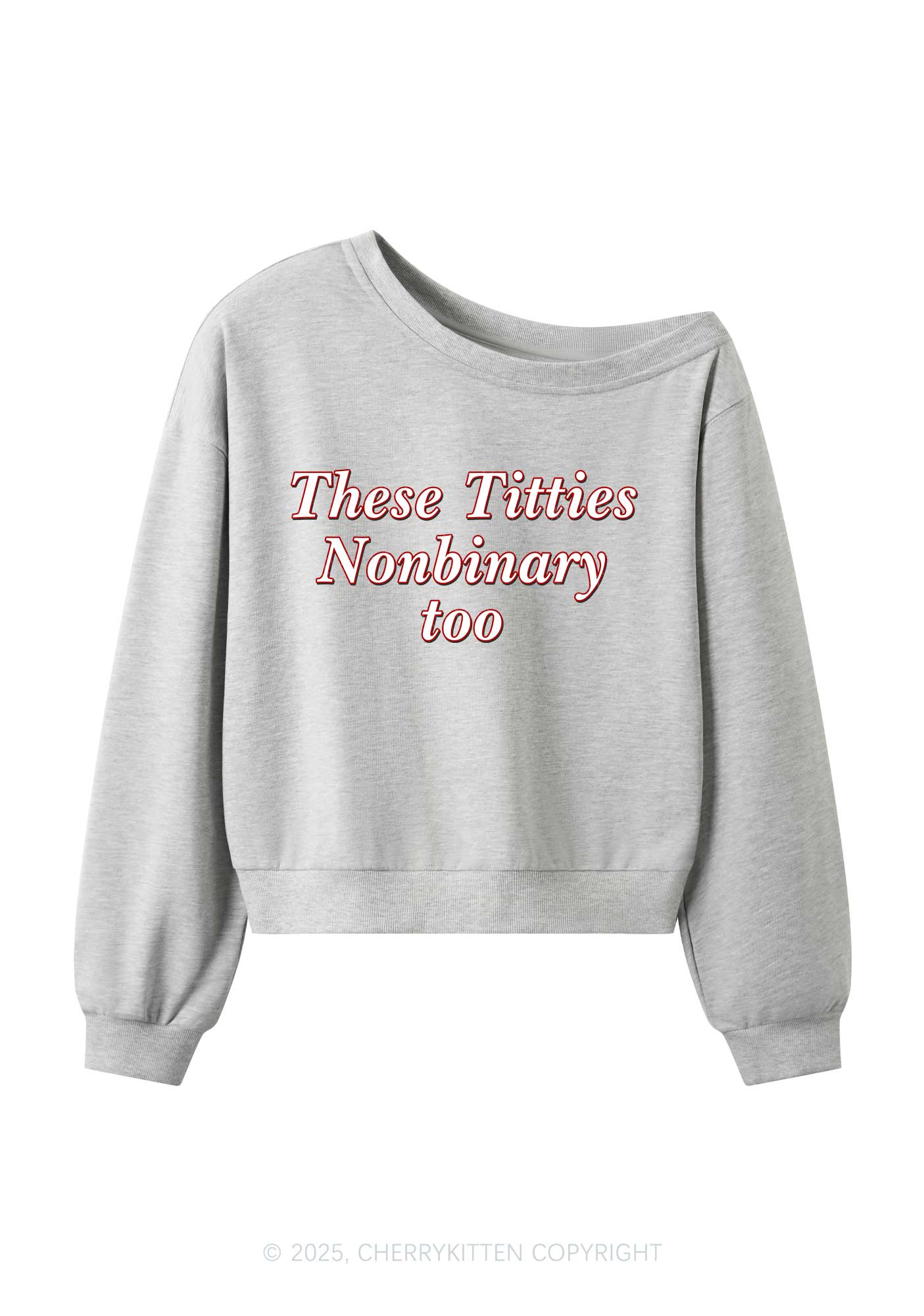 Txtties Nonbinary Too Y2K Off Shoulder Sweatshirts Cherrykitten - Image 3
