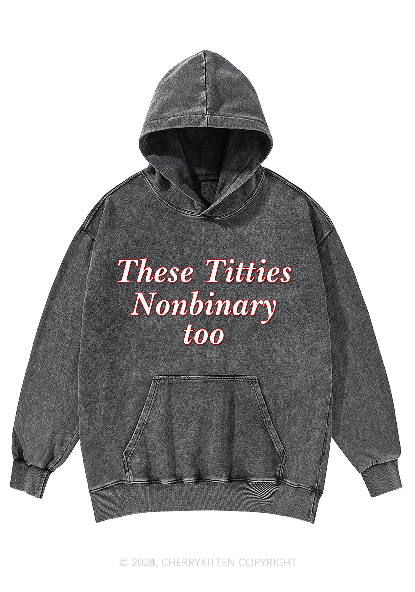 Txtties Nonbinary Too Y2K Washed Hoodie Cherrykitten - Image 3